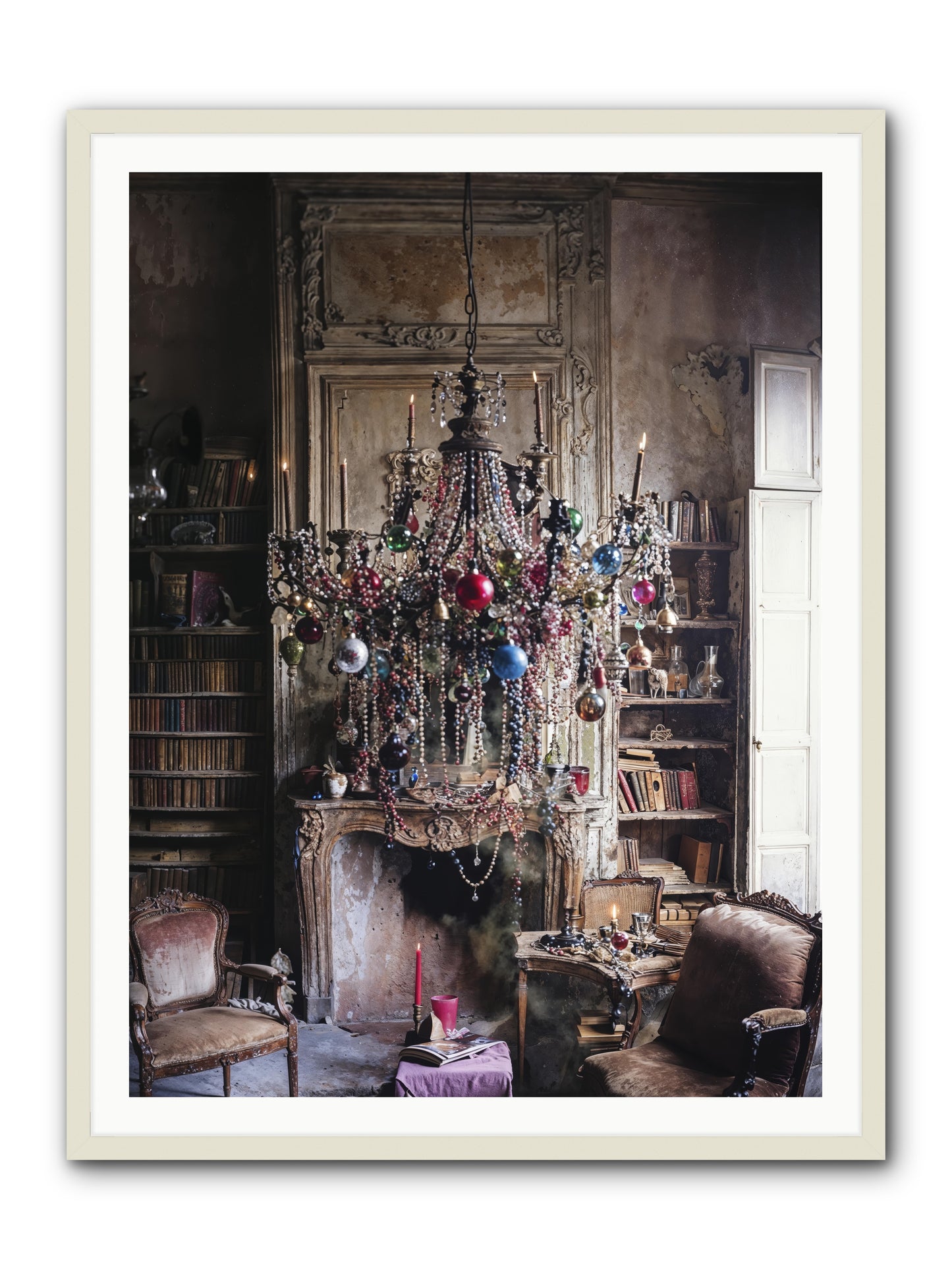 Behind The Velvet Drapes -- Framed Print - White 36x48