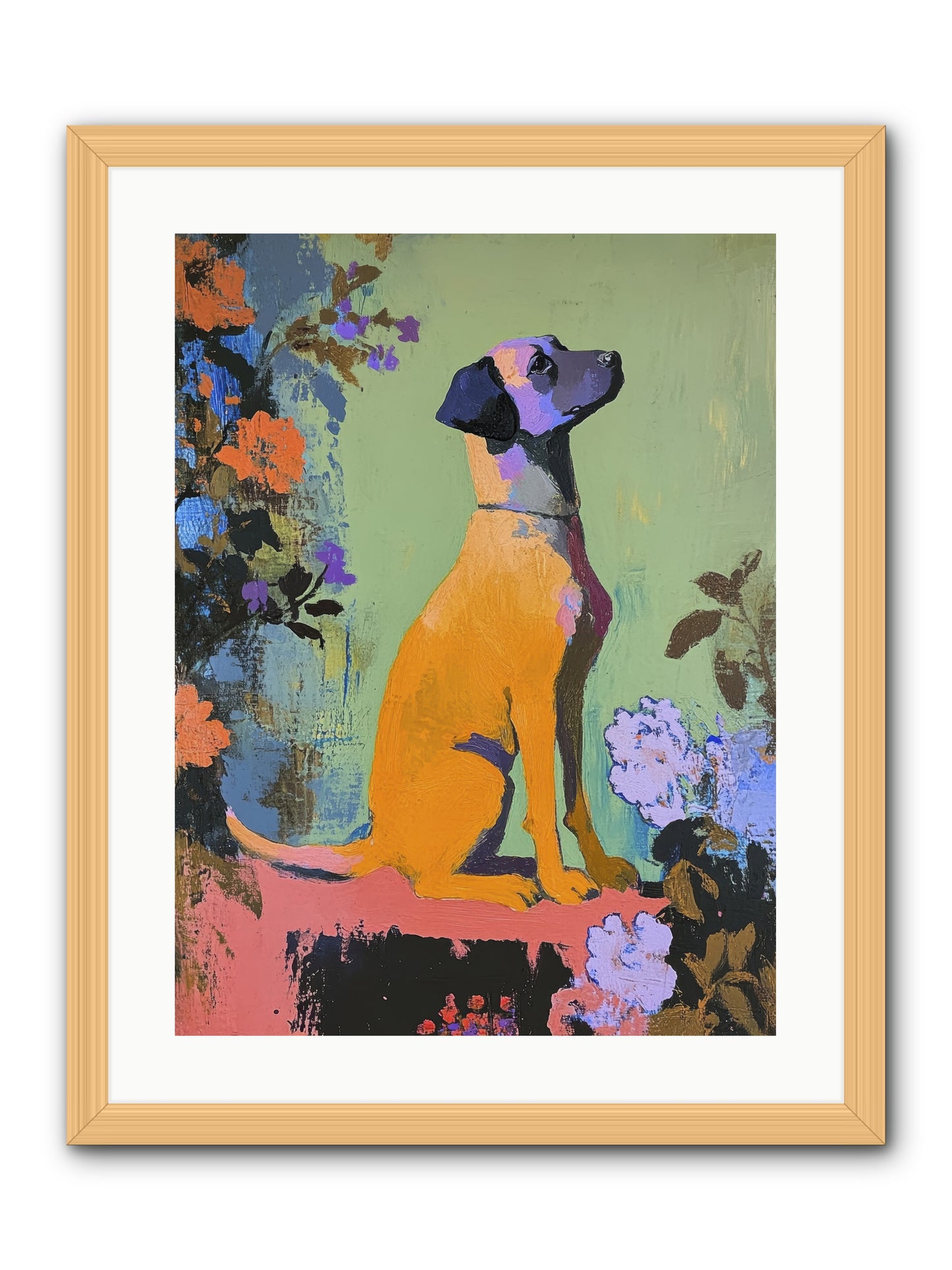 Behind the Honeysuckle -- Framed Print - Natural 18x24