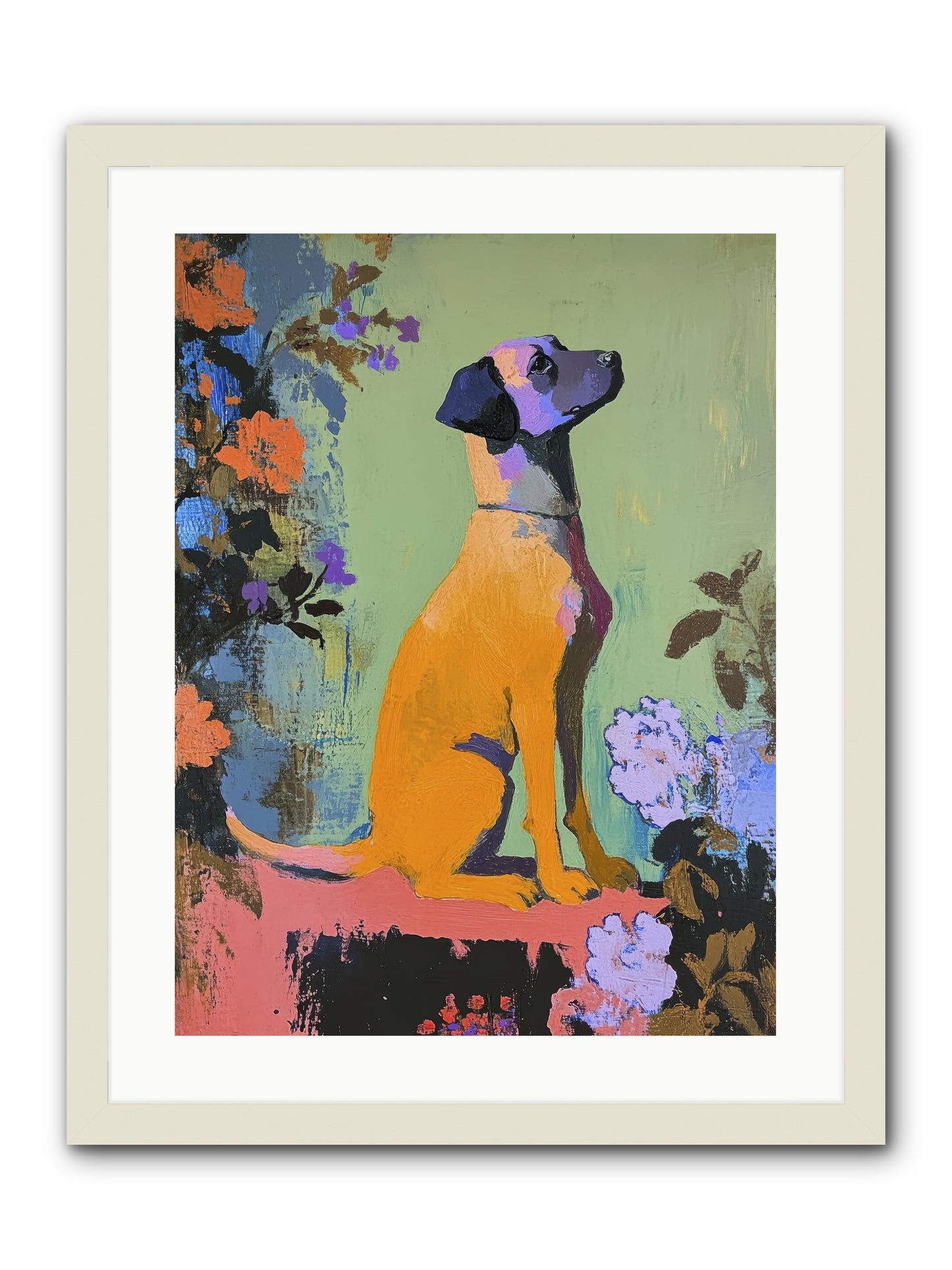 Behind the Honeysuckle -- Framed Print - White 18x24