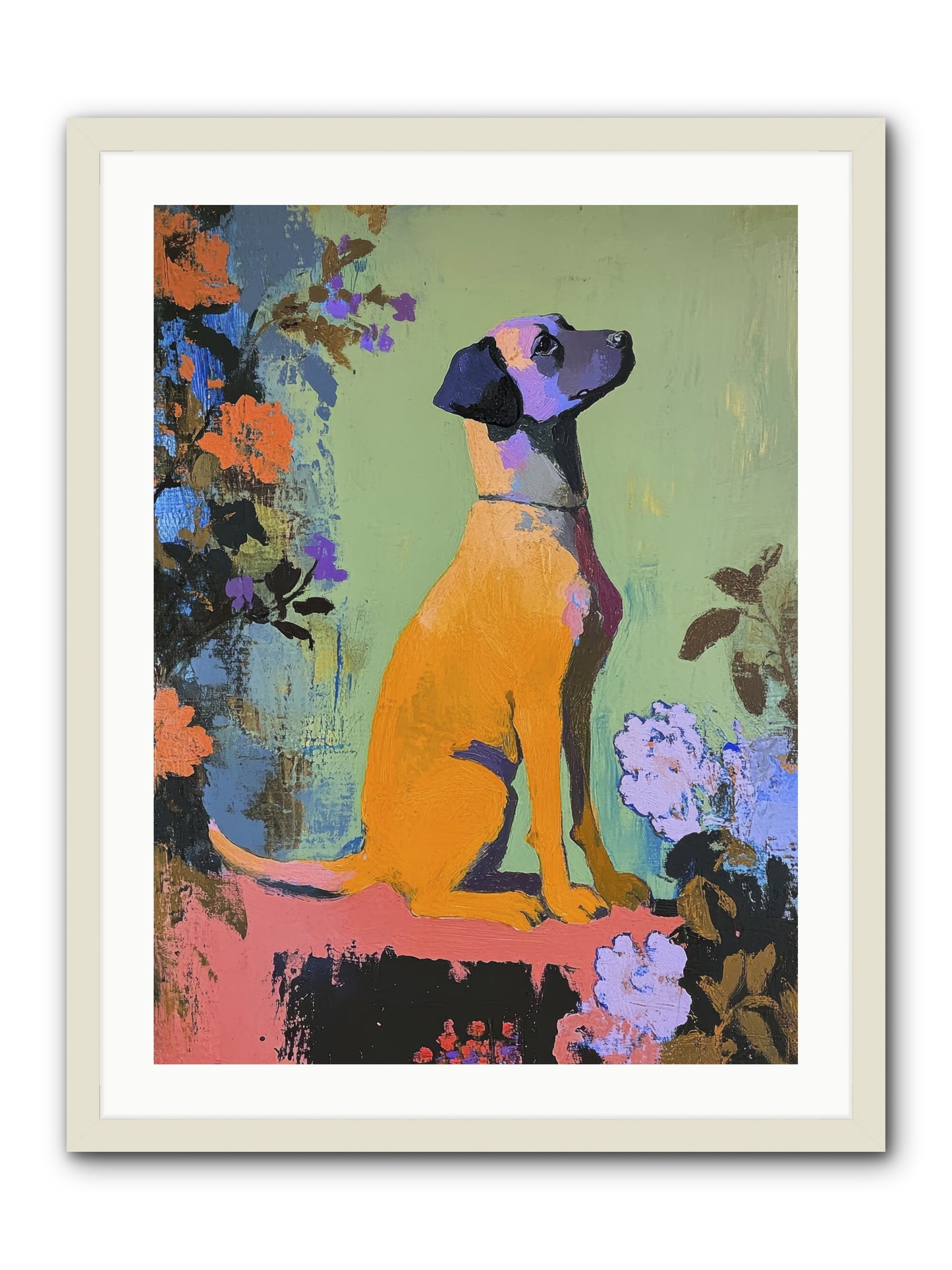 Behind the Honeysuckle -- Framed Print - White 24x32