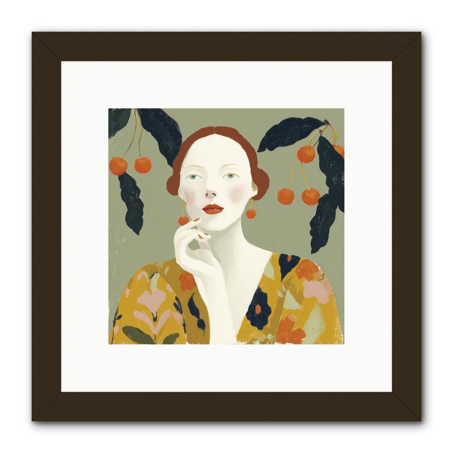 Beneath the Hanging Fruit -- Framed Print - Black 10x10