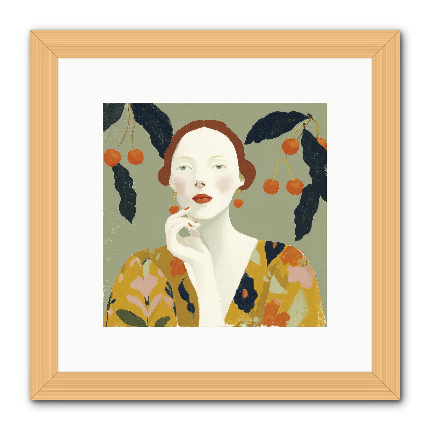 Beneath the Hanging Fruit -- Framed Print - Natural 10x10