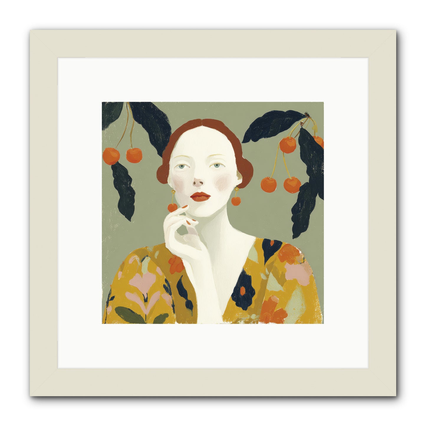Beneath the Hanging Fruit -- Framed Print - White 10x10