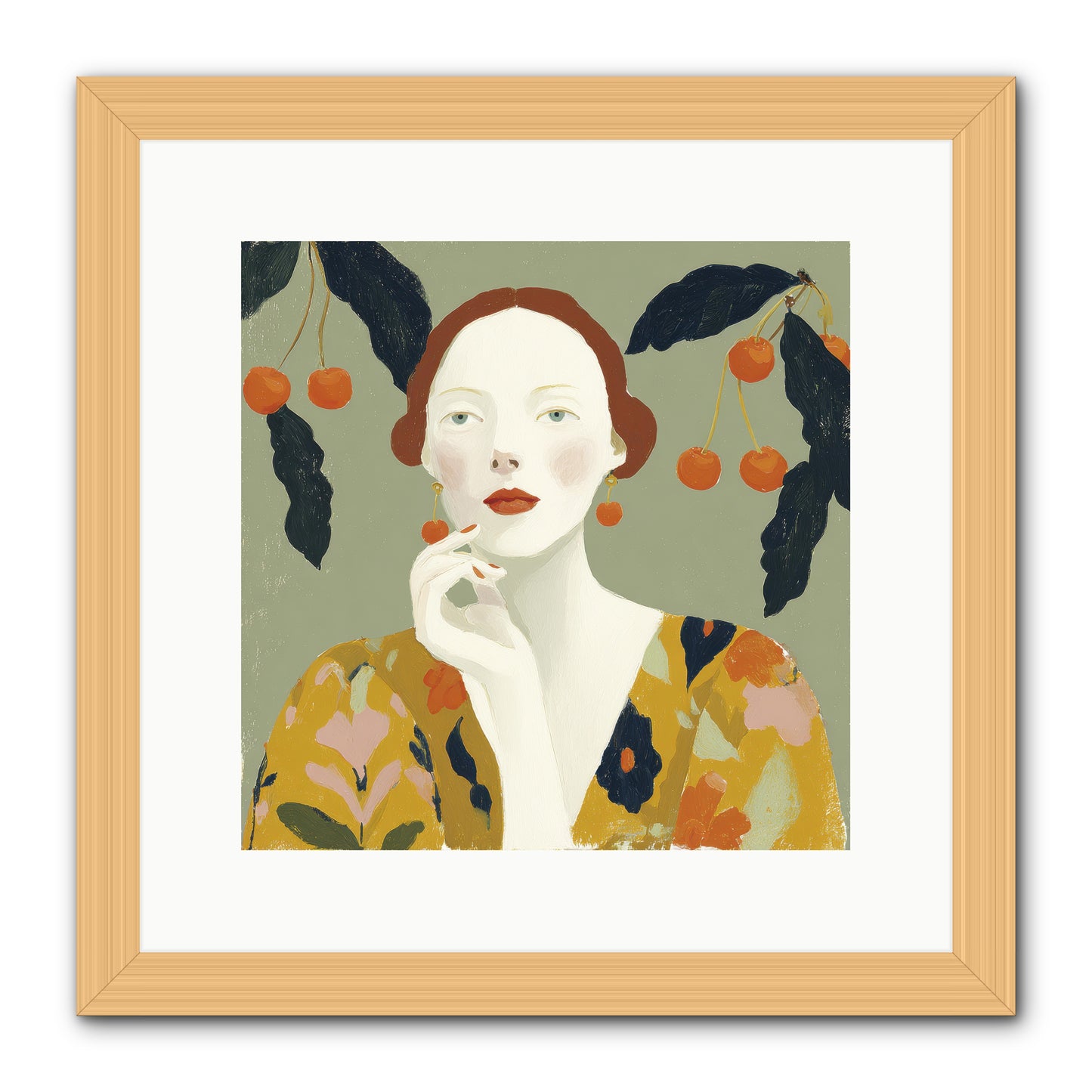 Beneath the Hanging Fruit -- Framed Print - Natural 12x12