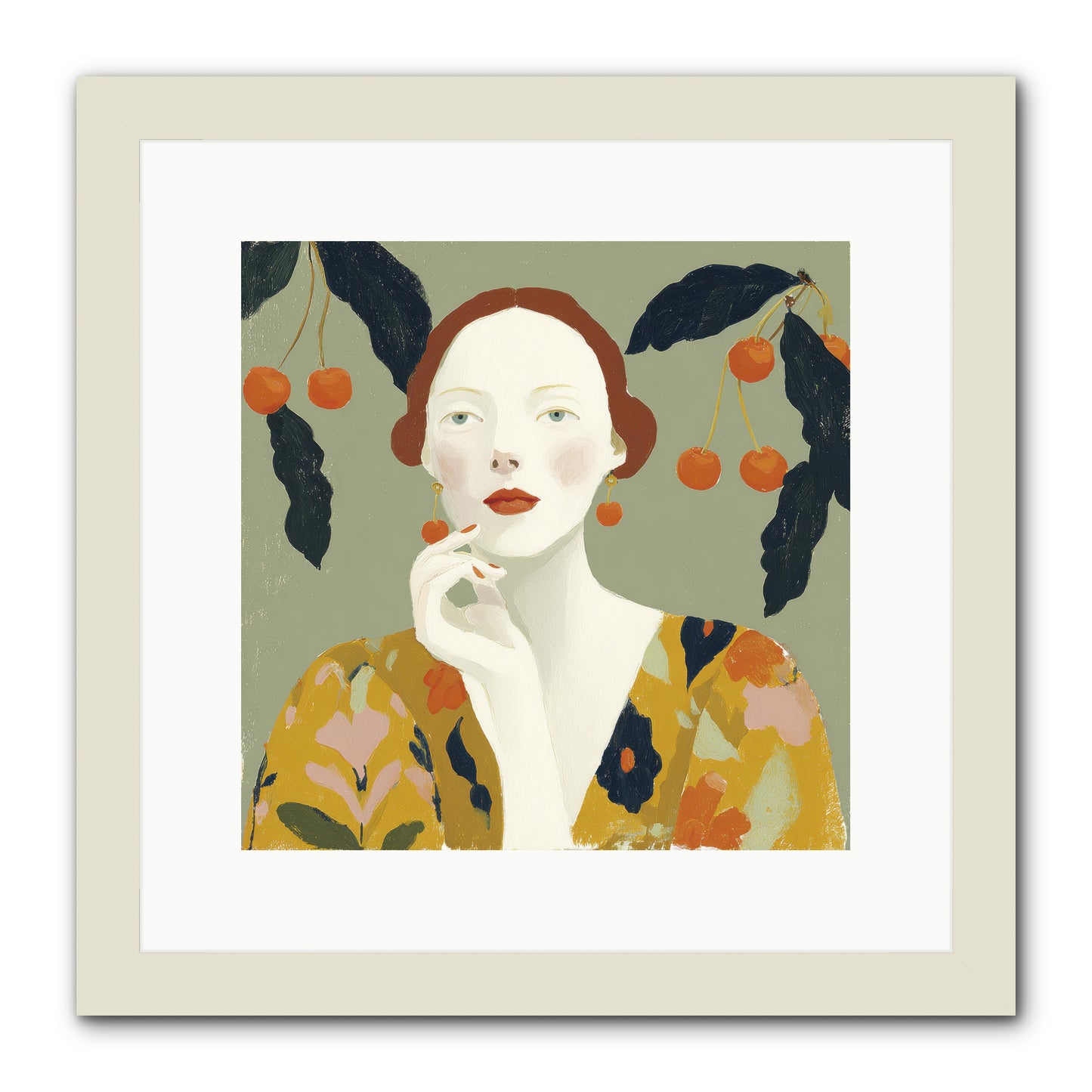 Beneath the Hanging Fruit -- Framed Print - White 12x12