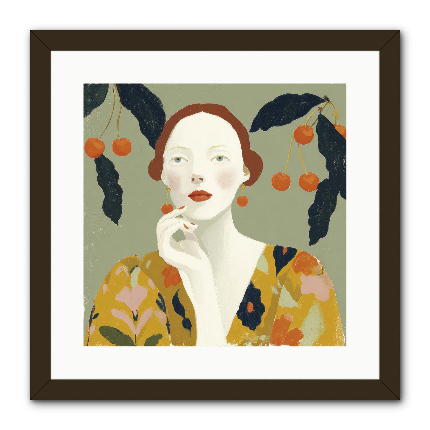 Beneath the Hanging Fruit -- Framed Print - Black 16x16