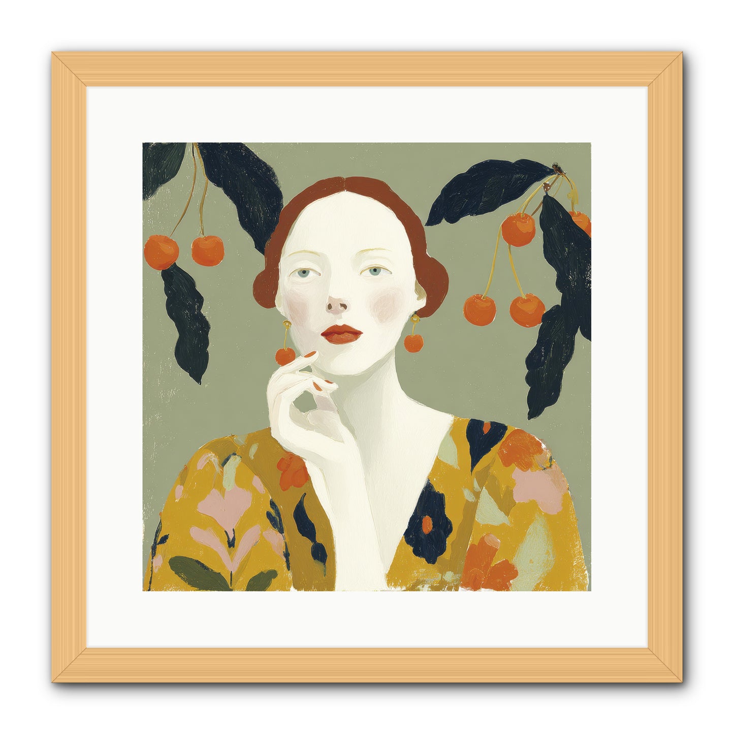 Beneath the Hanging Fruit -- Framed Print - Natural 16x16