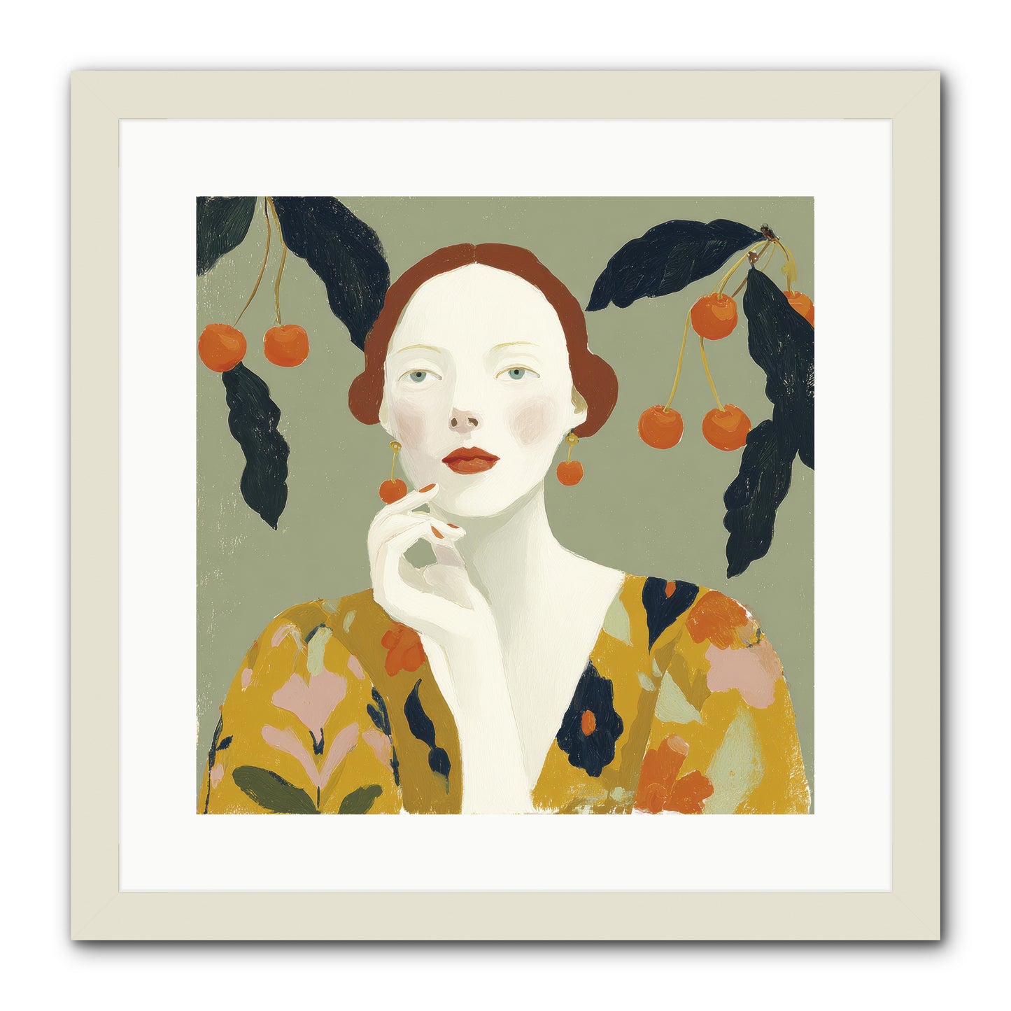 Beneath the Hanging Fruit -- Framed Print - White 16x16