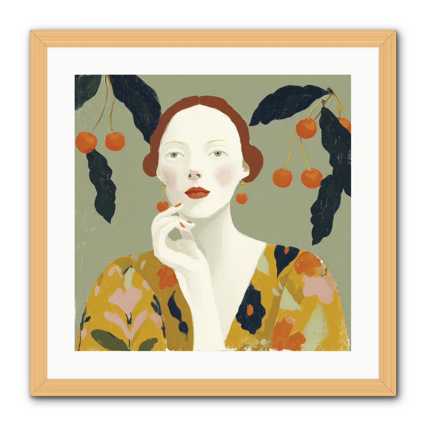 Beneath the Hanging Fruit -- Framed Print - Natural 20x20