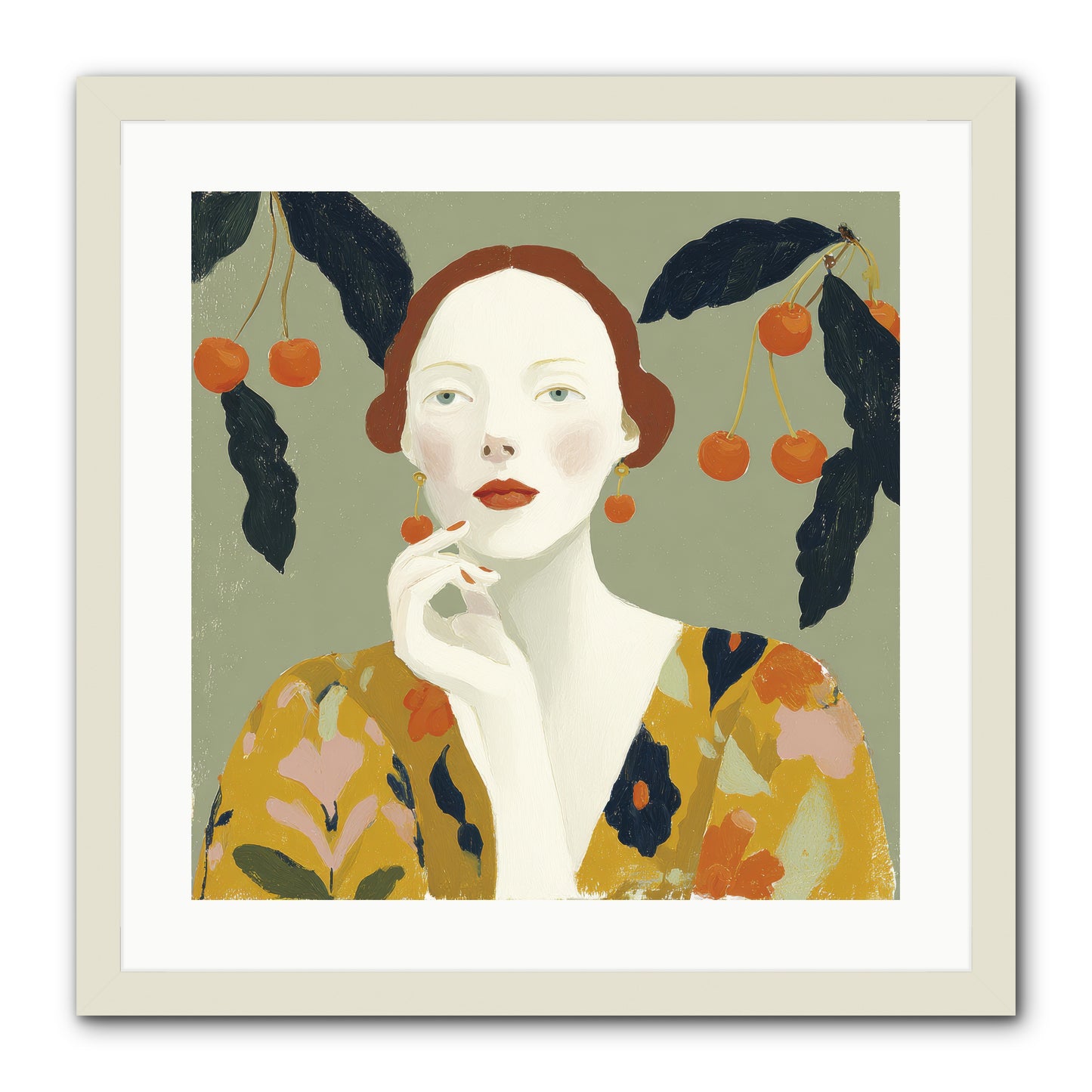 Beneath the Hanging Fruit -- Framed Print - White 20x20