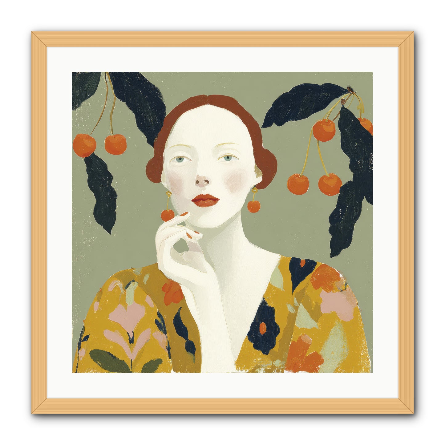 Beneath the Hanging Fruit -- Framed Print - Natural 24x24
