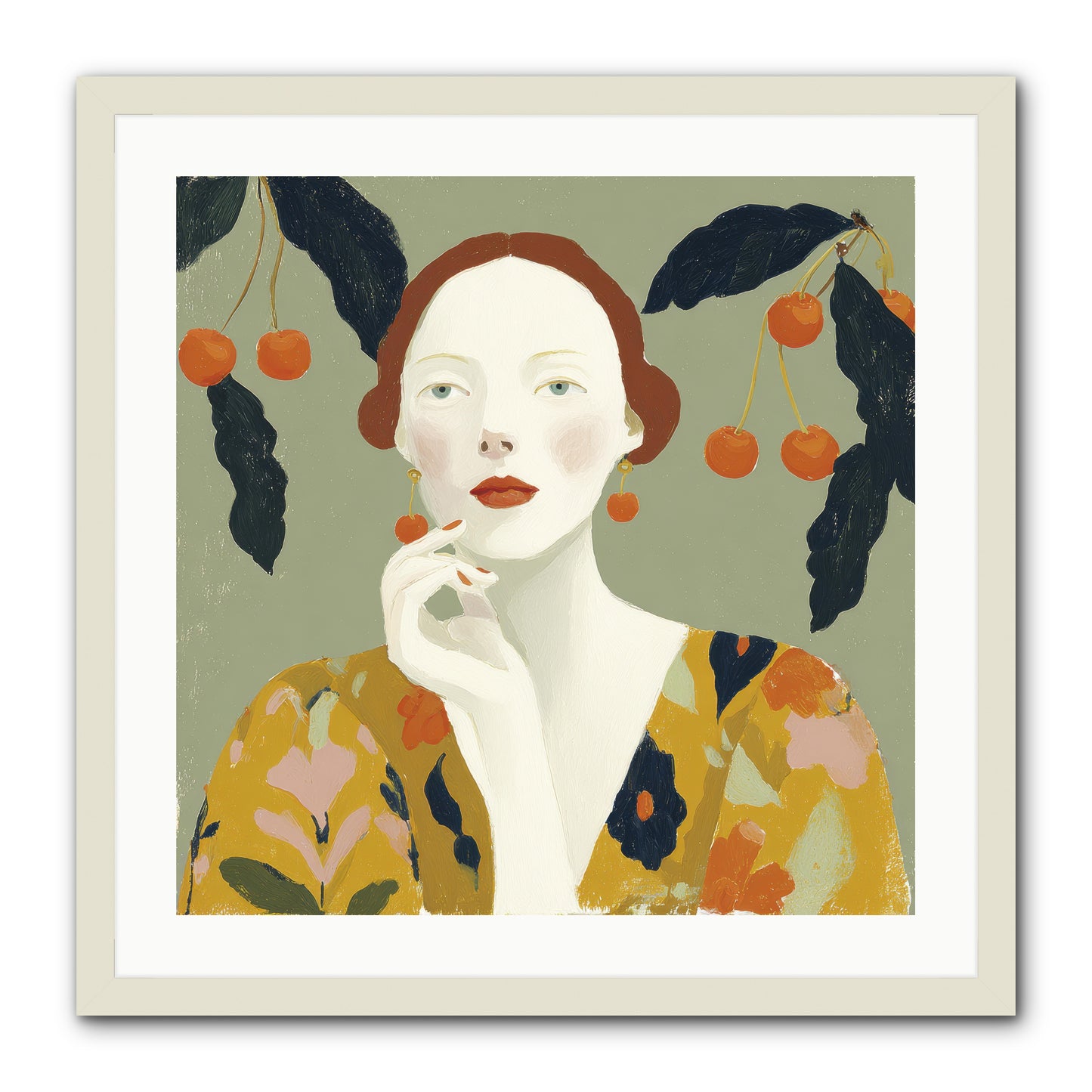 Beneath the Hanging Fruit -- Framed Print - White 24x24