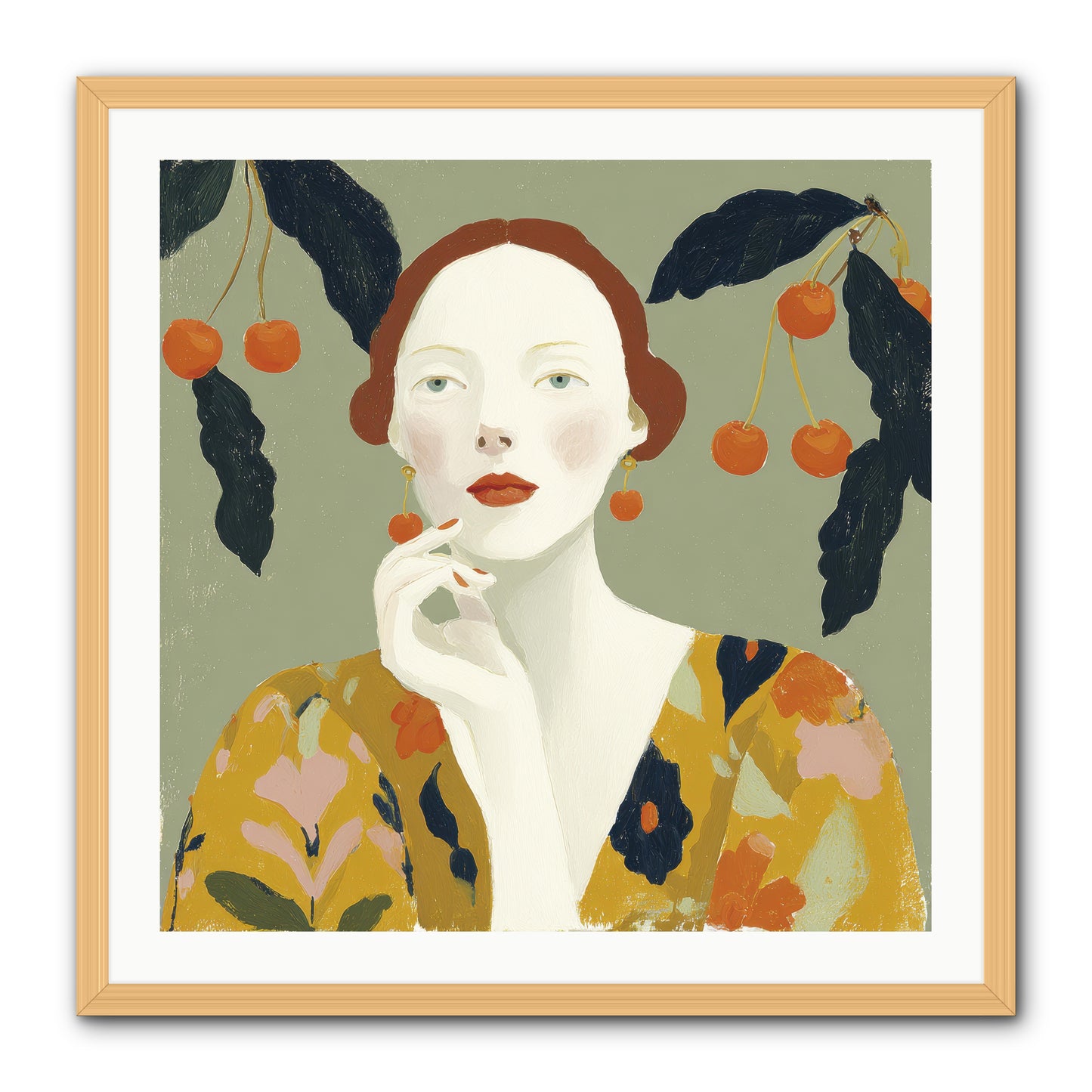 Beneath the Hanging Fruit -- Framed Print - Natural 30x30