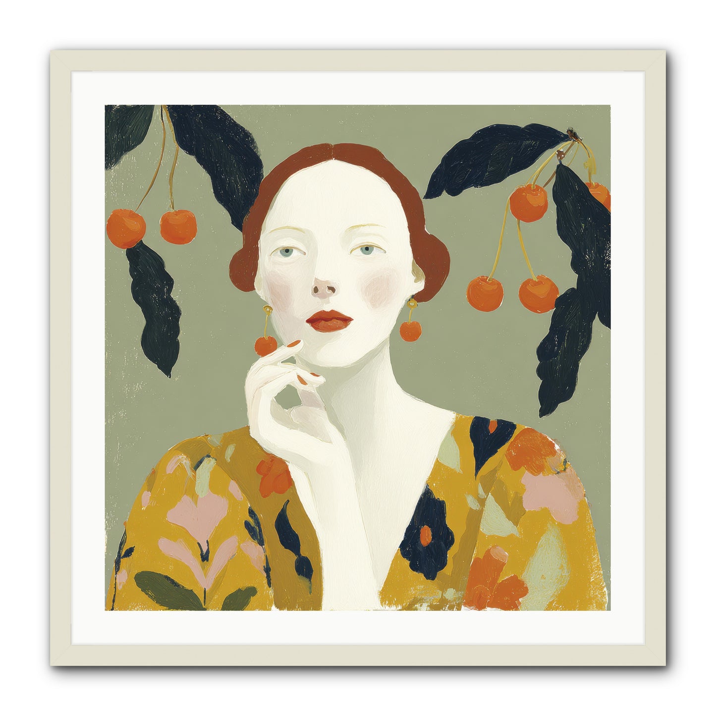 Beneath the Hanging Fruit -- Framed Print - White 30x30