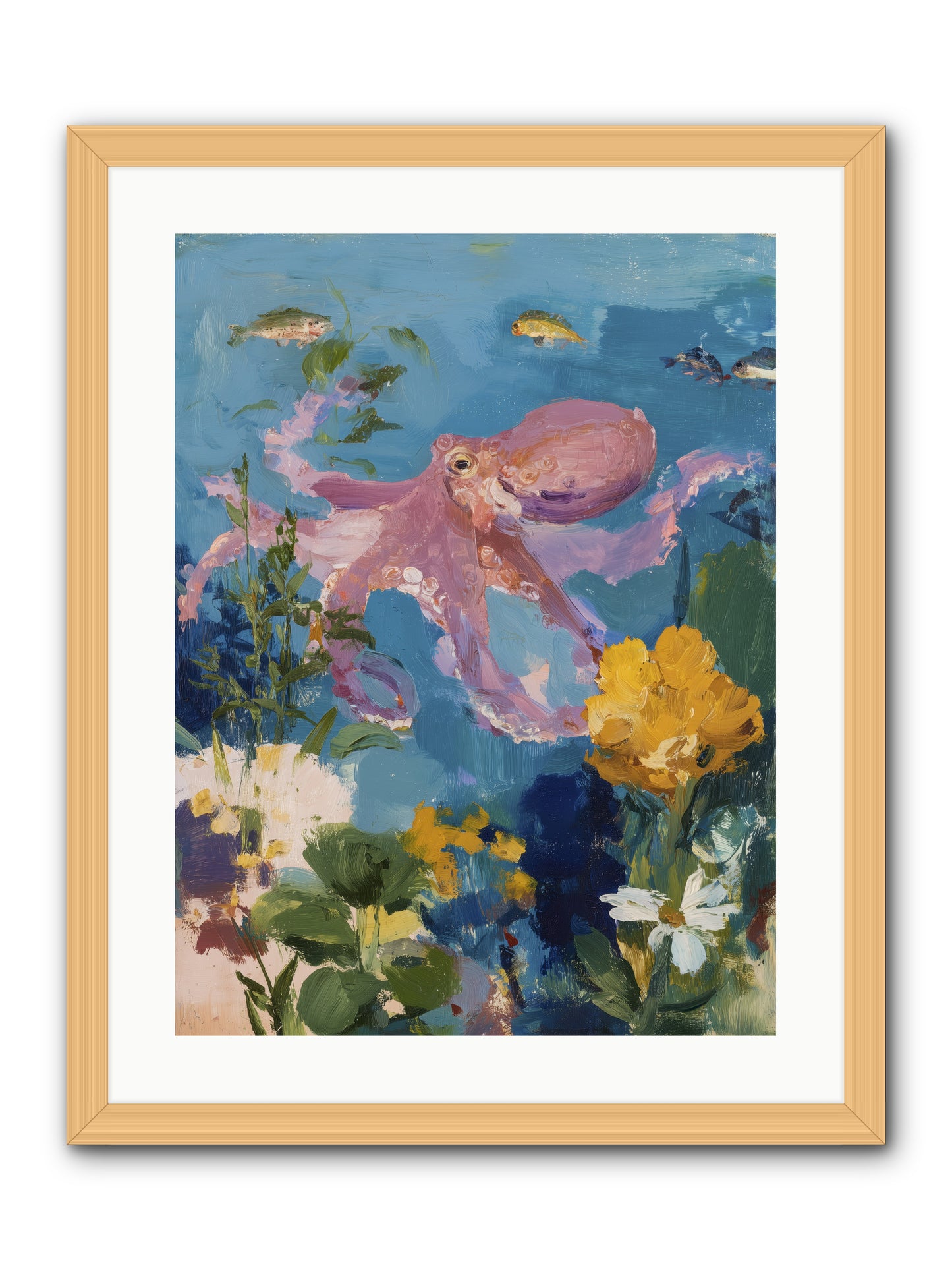Beneath the Waves -- Framed Print - Natural 18x24
