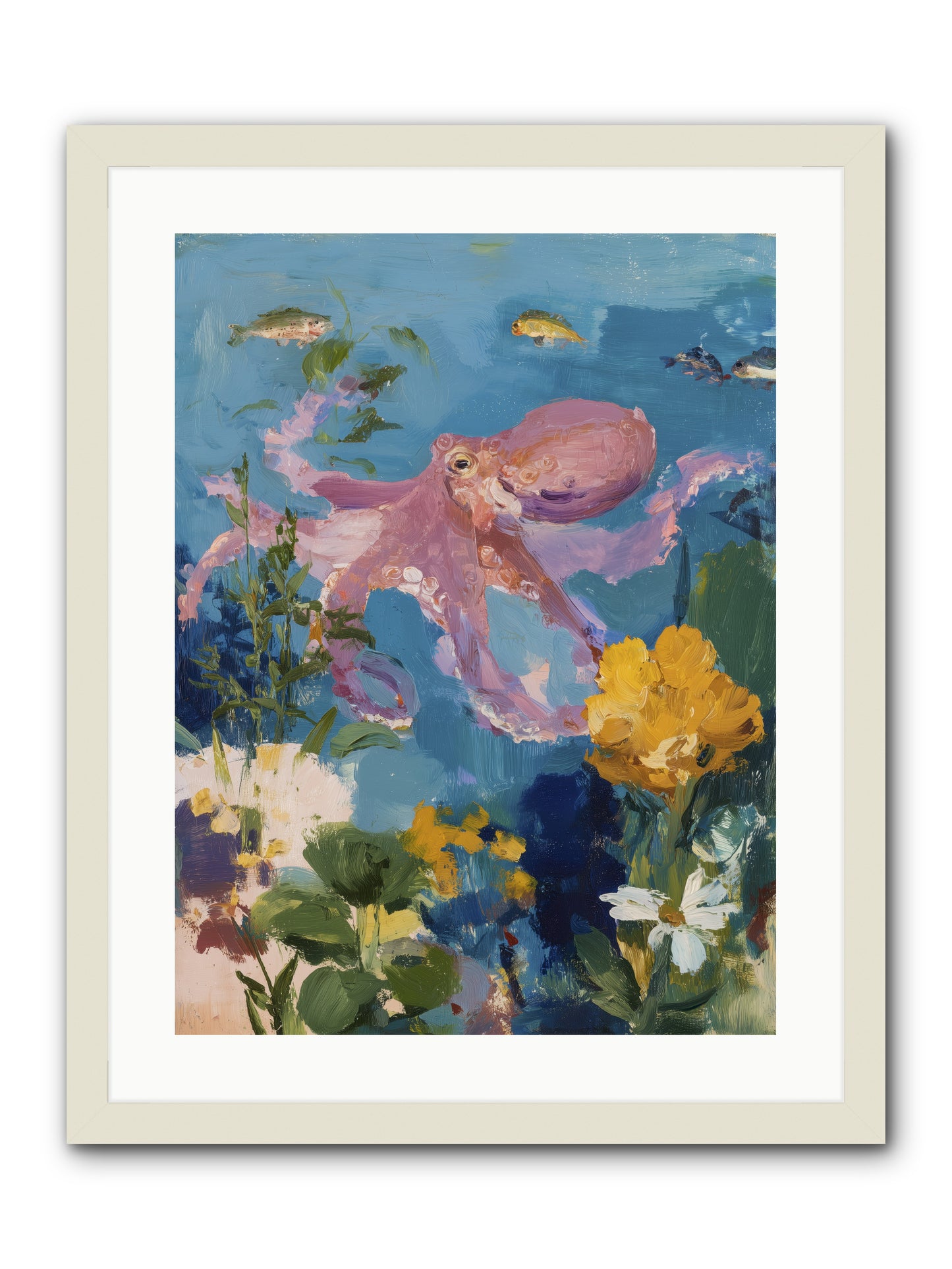 Beneath the Waves -- Framed Print - White 18x24
