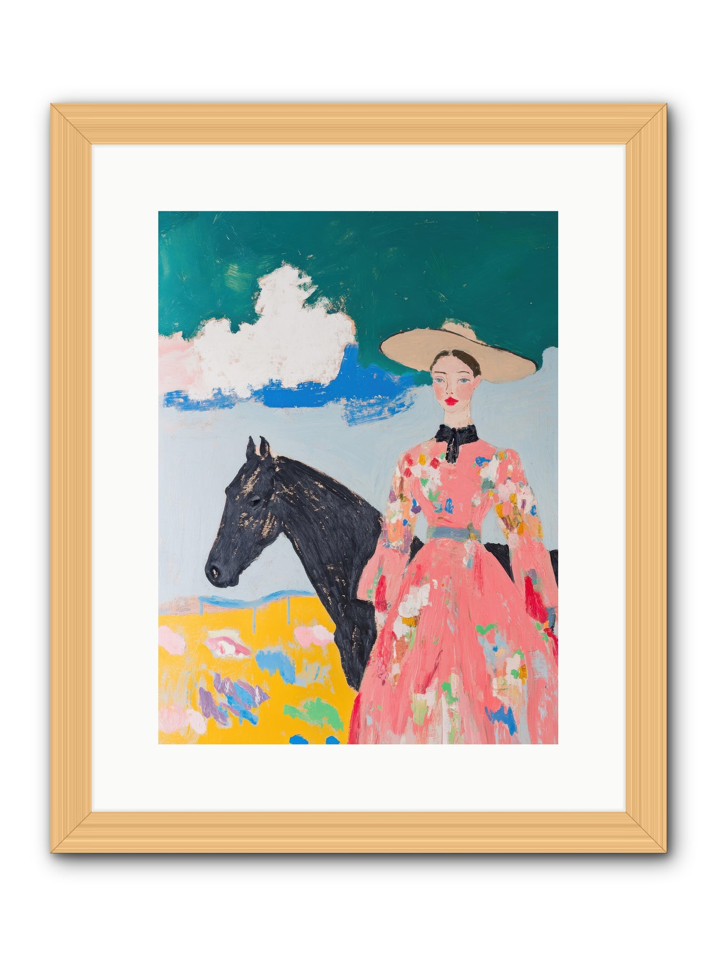 Beneath the Wide Brim Shadow -- Framed Print - Natural 12x16