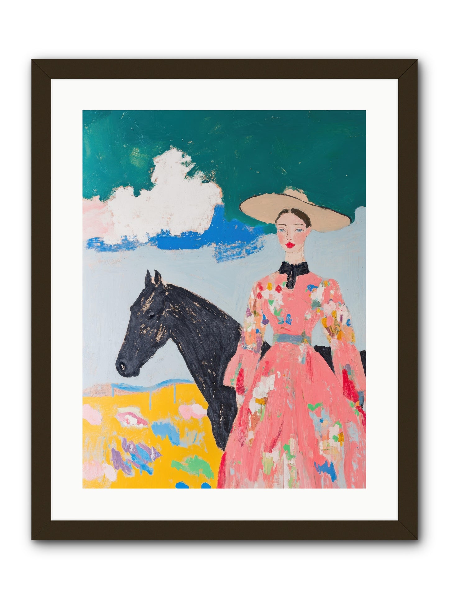 Beneath the Wide Brim Shadow -- Framed Print - Black 18x24