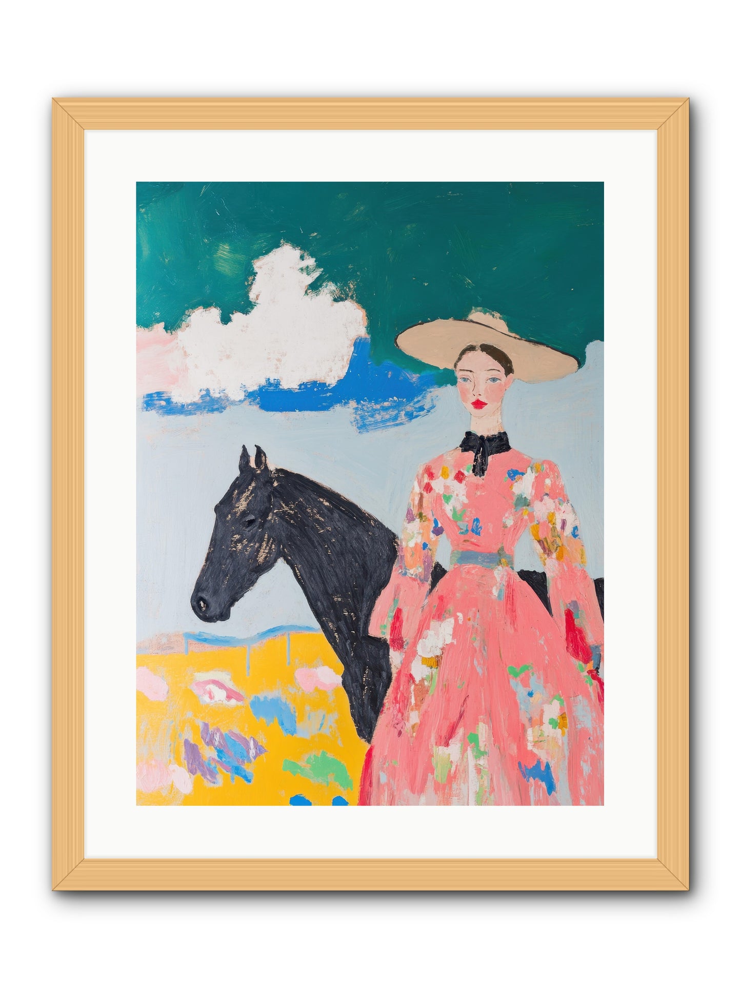 Beneath the Wide Brim Shadow -- Framed Print - Natural 18x24
