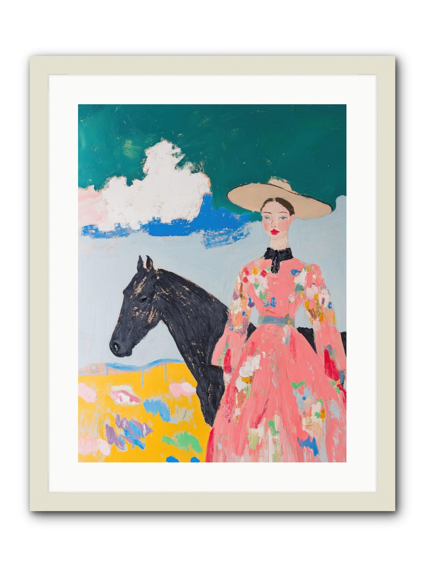 Beneath the Wide Brim Shadow -- Framed Print - White 18x24