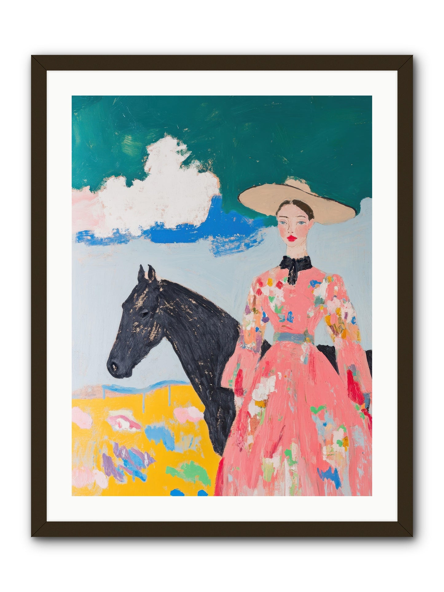 Beneath the Wide Brim Shadow -- Framed Print - Black 24x32
