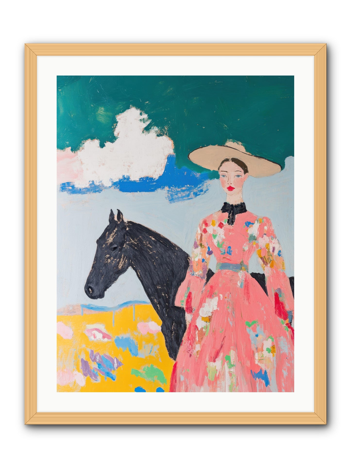 Beneath the Wide Brim Shadow -- Framed Print - Natural 24x32