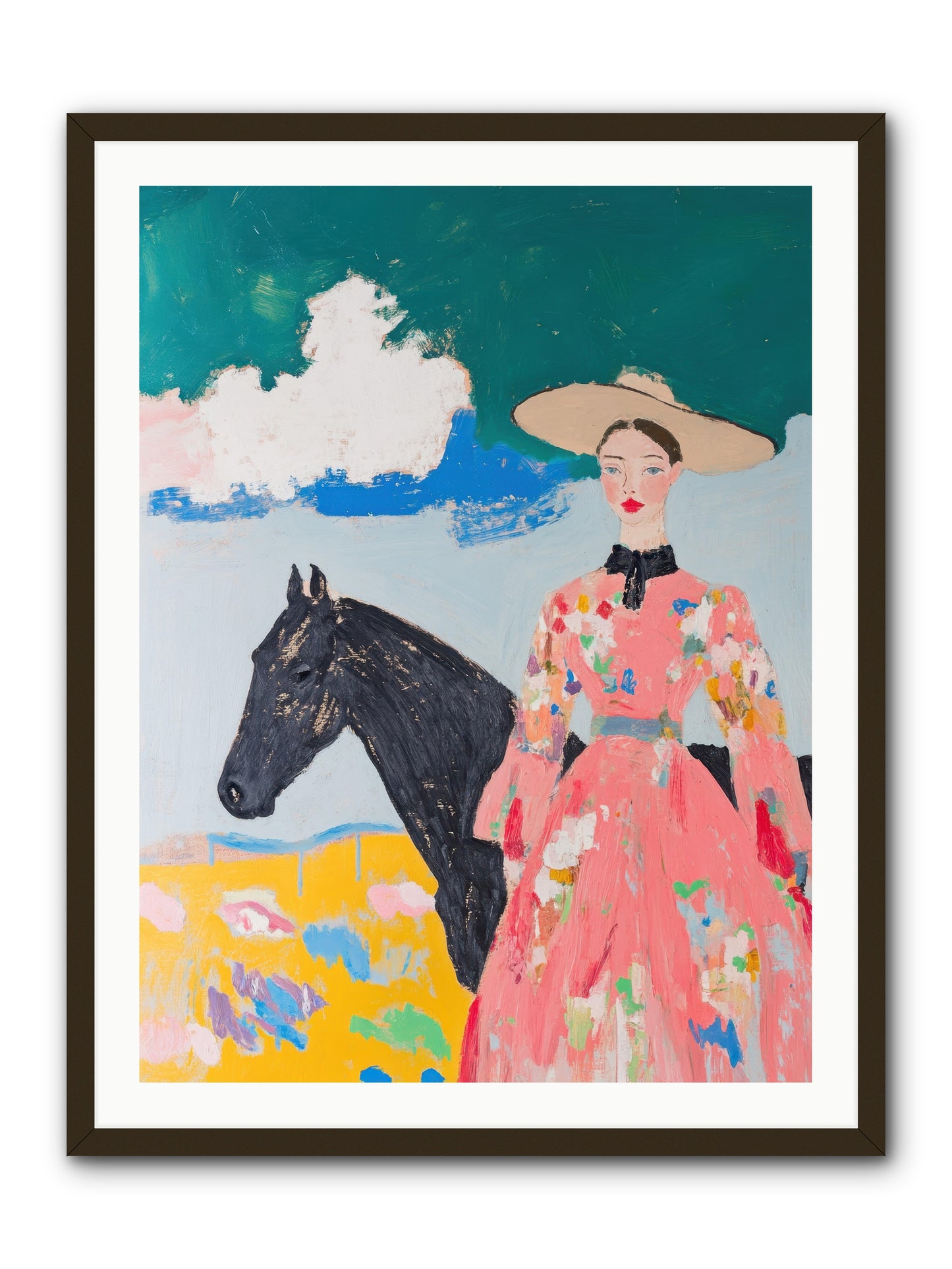Beneath the Wide Brim Shadow -- Framed Print - Black 30x40