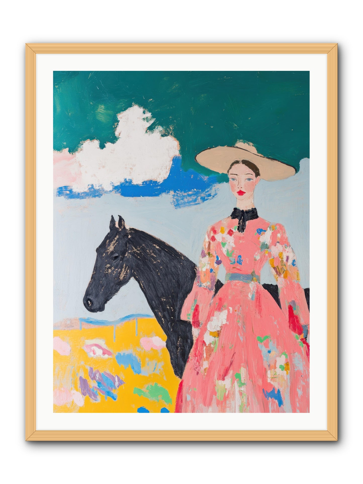 Beneath the Wide Brim Shadow -- Framed Print - Natural 30x40
