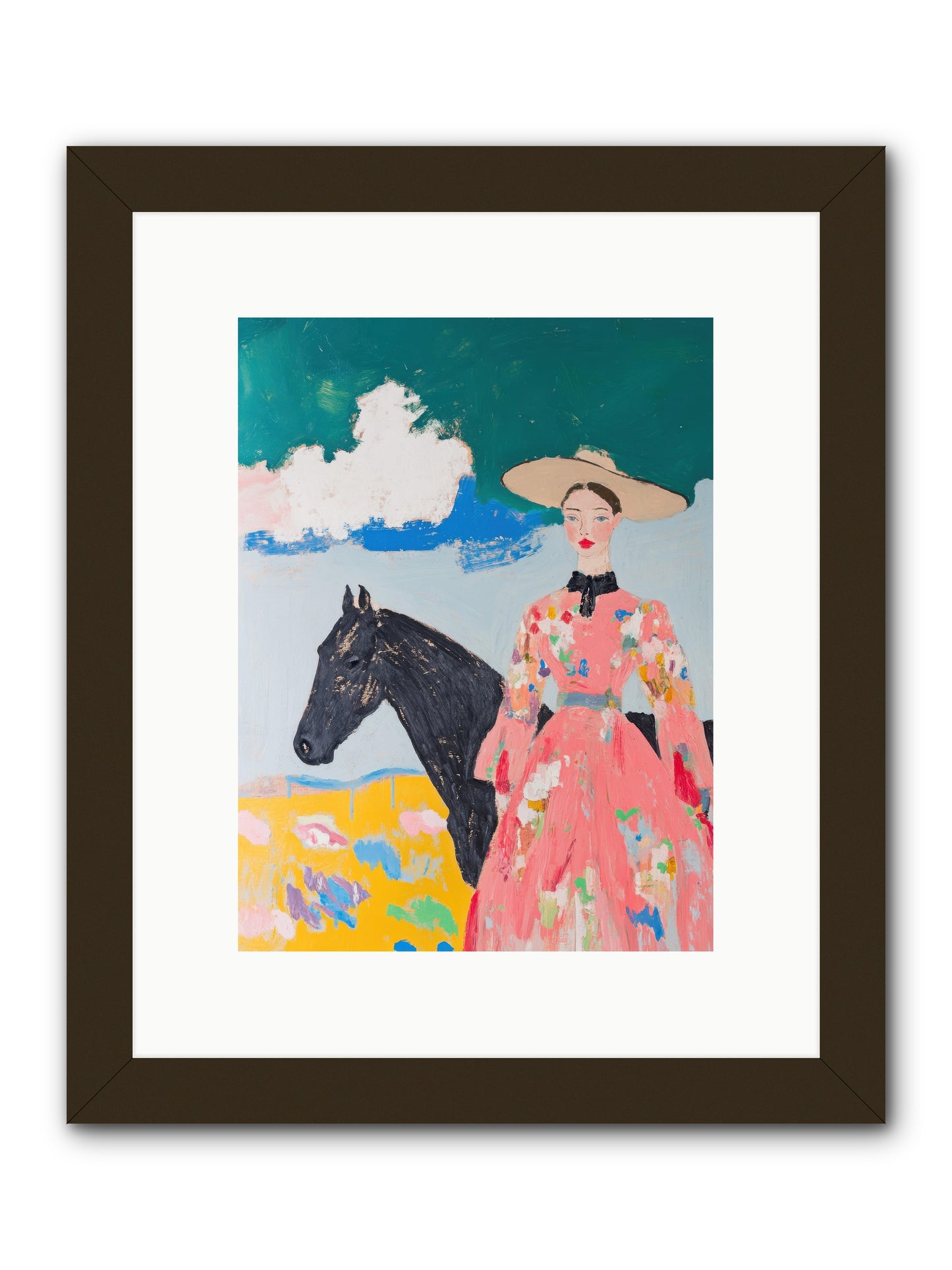 Beneath the Wide Brim Shadow -- Framed Print - Black 9x12