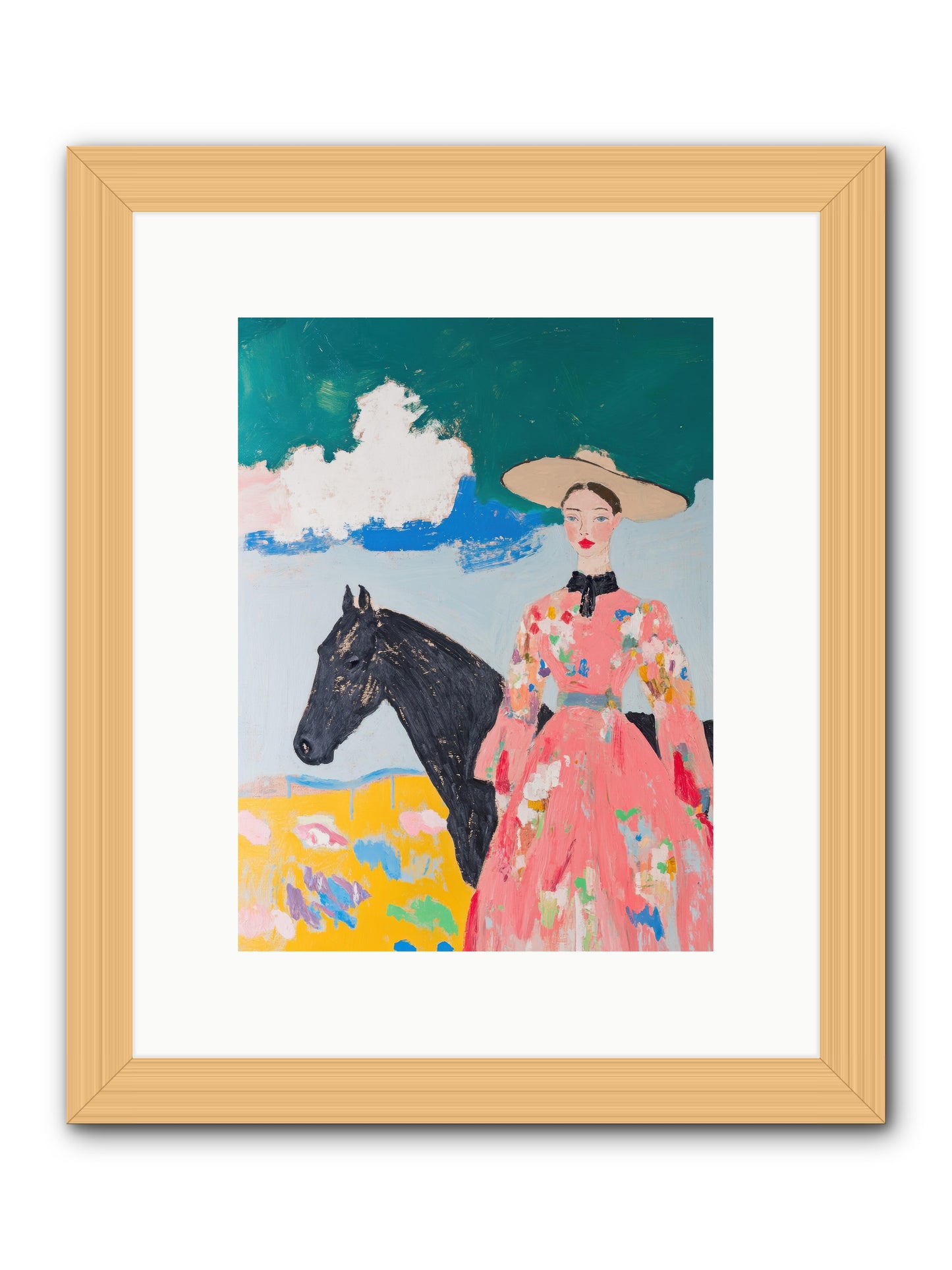 Beneath the Wide Brim Shadow -- Framed Print - Natural 9x12