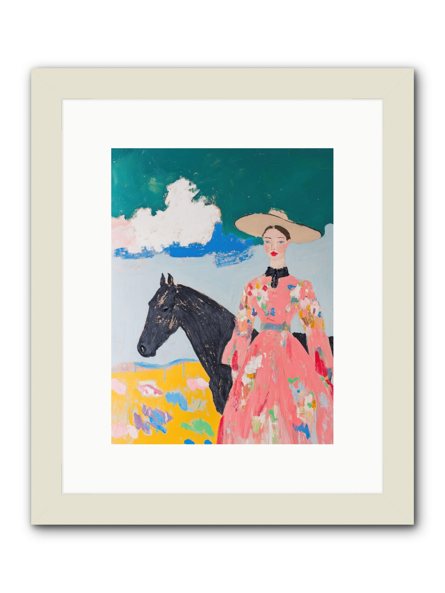 Beneath the Wide Brim Shadow -- Framed Print - White 9x12