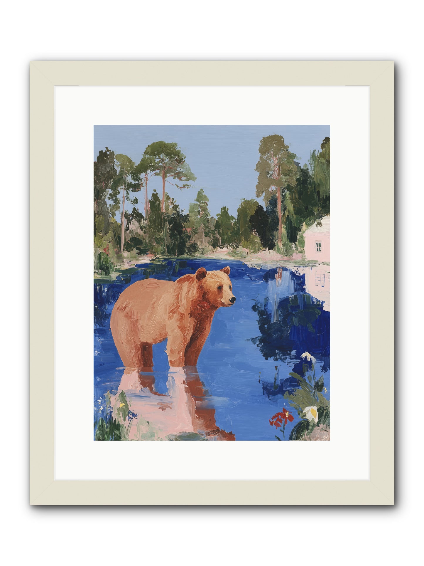 Berry Thief -- Framed Print - White 12x16