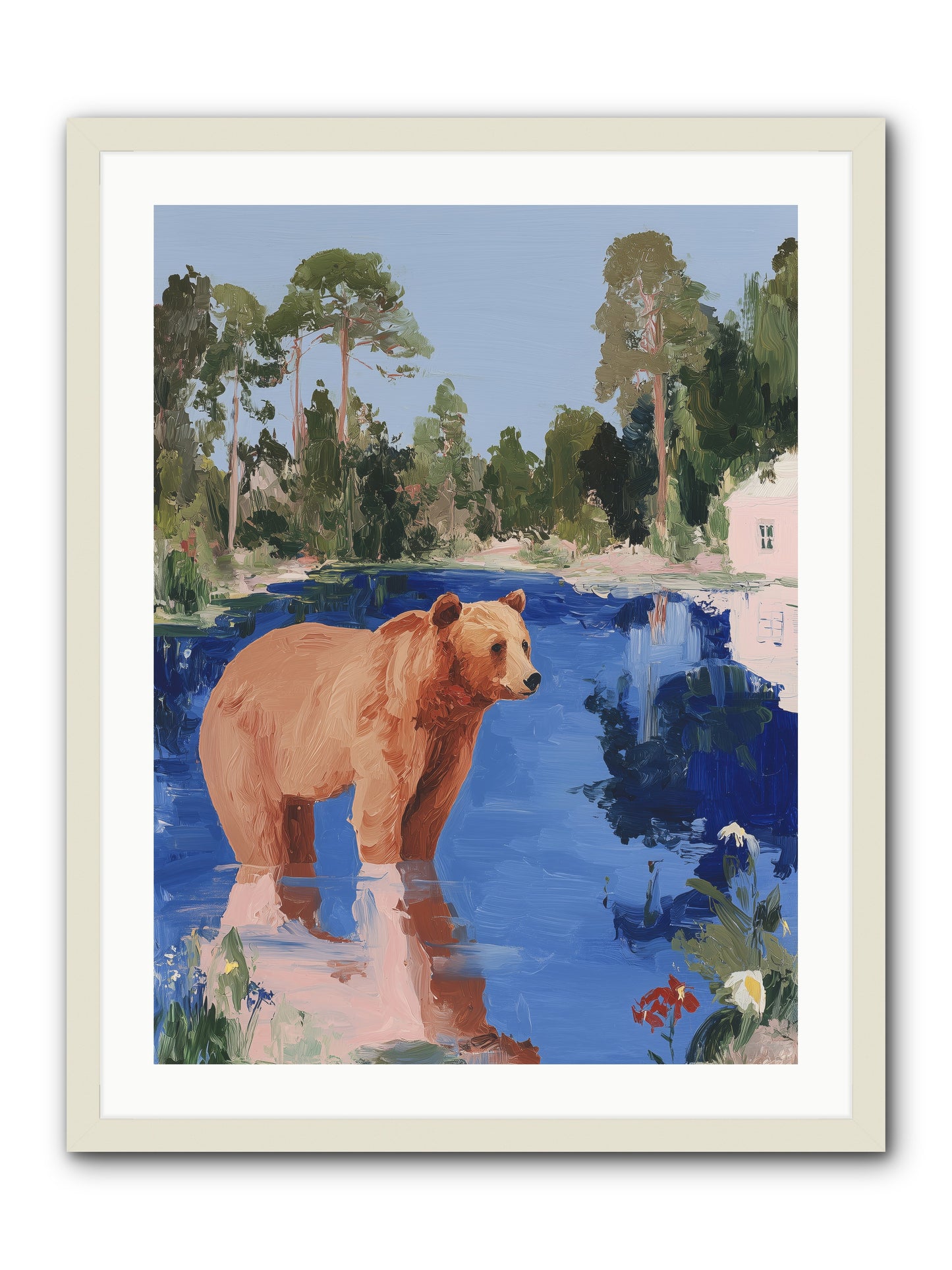 Berry Thief -- Framed Print - White 24x32