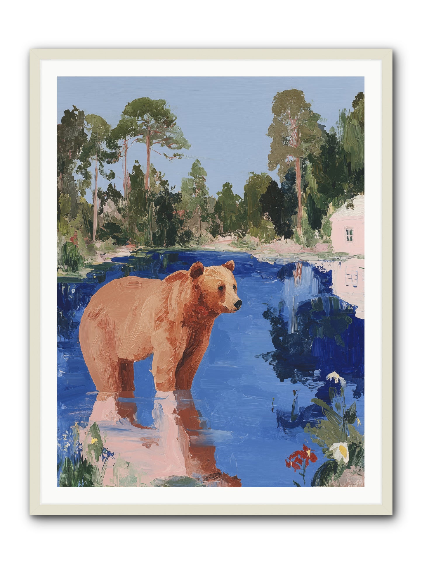 Berry Thief -- Framed Print - White 36x48