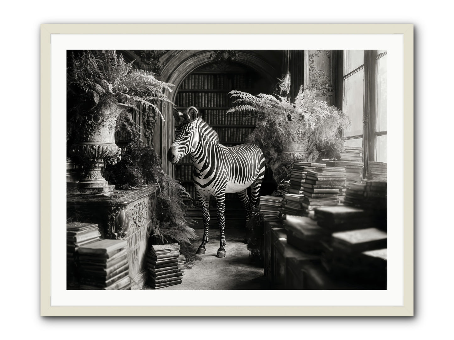 Bezique -- Framed Print - White 40x30