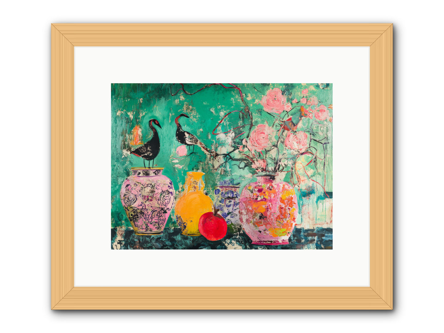 Bird Song Still -- Framed Print - Natural 12x9