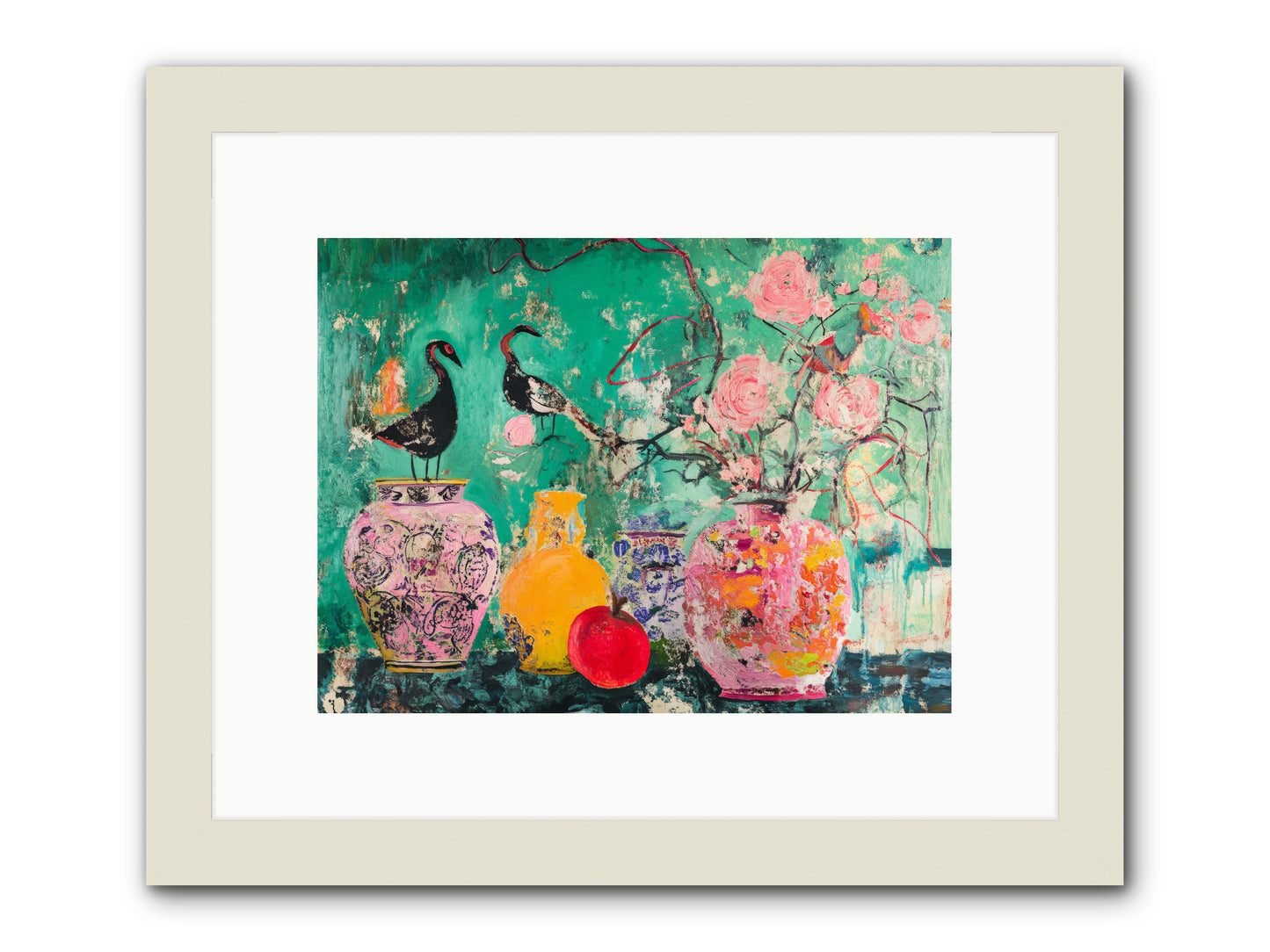 Bird Song Still -- Framed Print - White 12x9