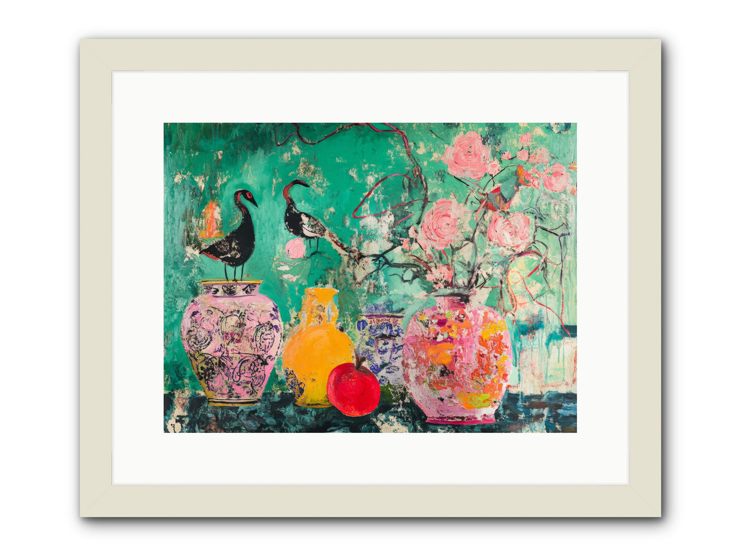 Bird Song Still -- Framed Print - White 16x12