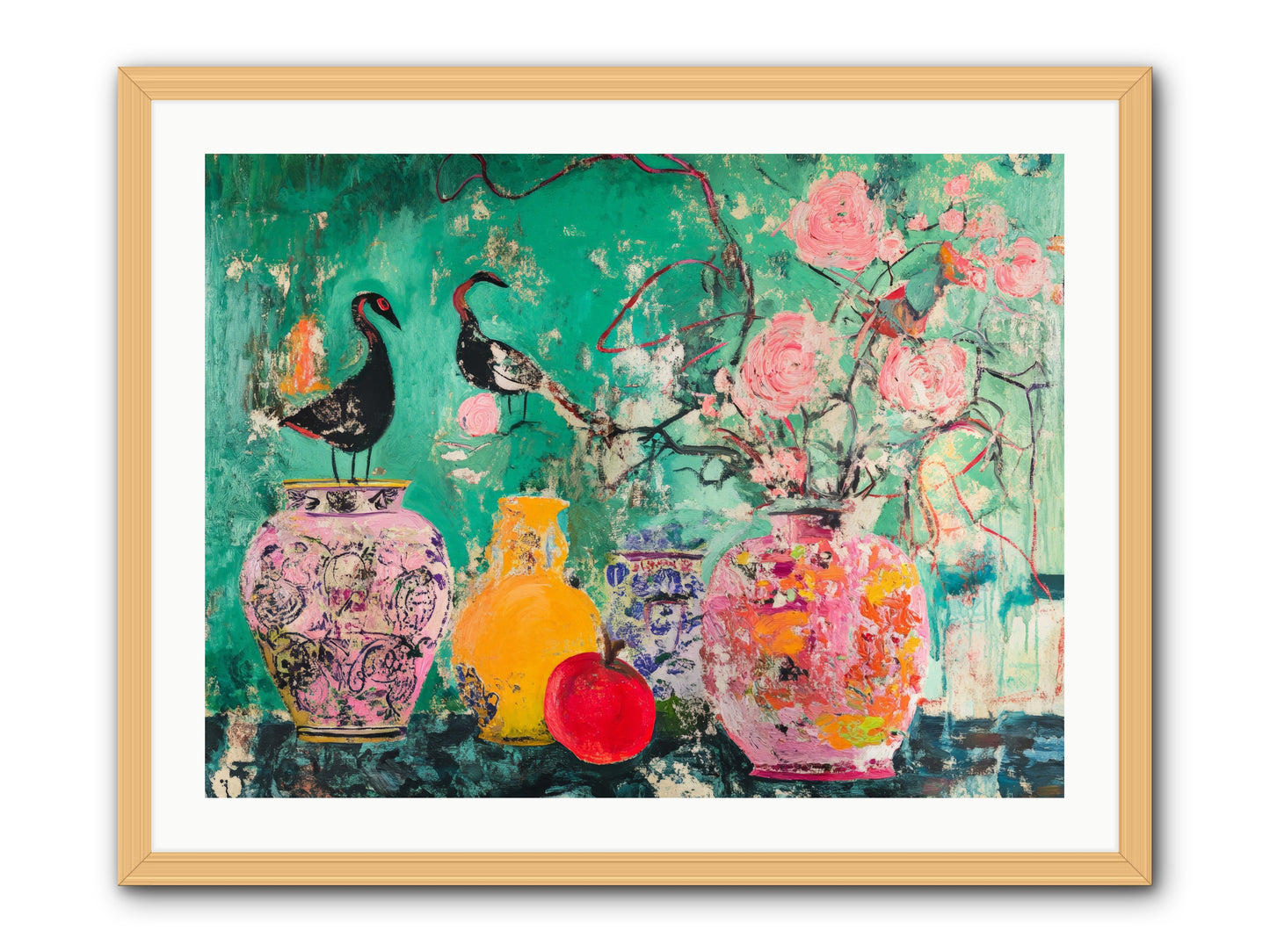 Bird Song Still -- Framed Print - Natural 32x24