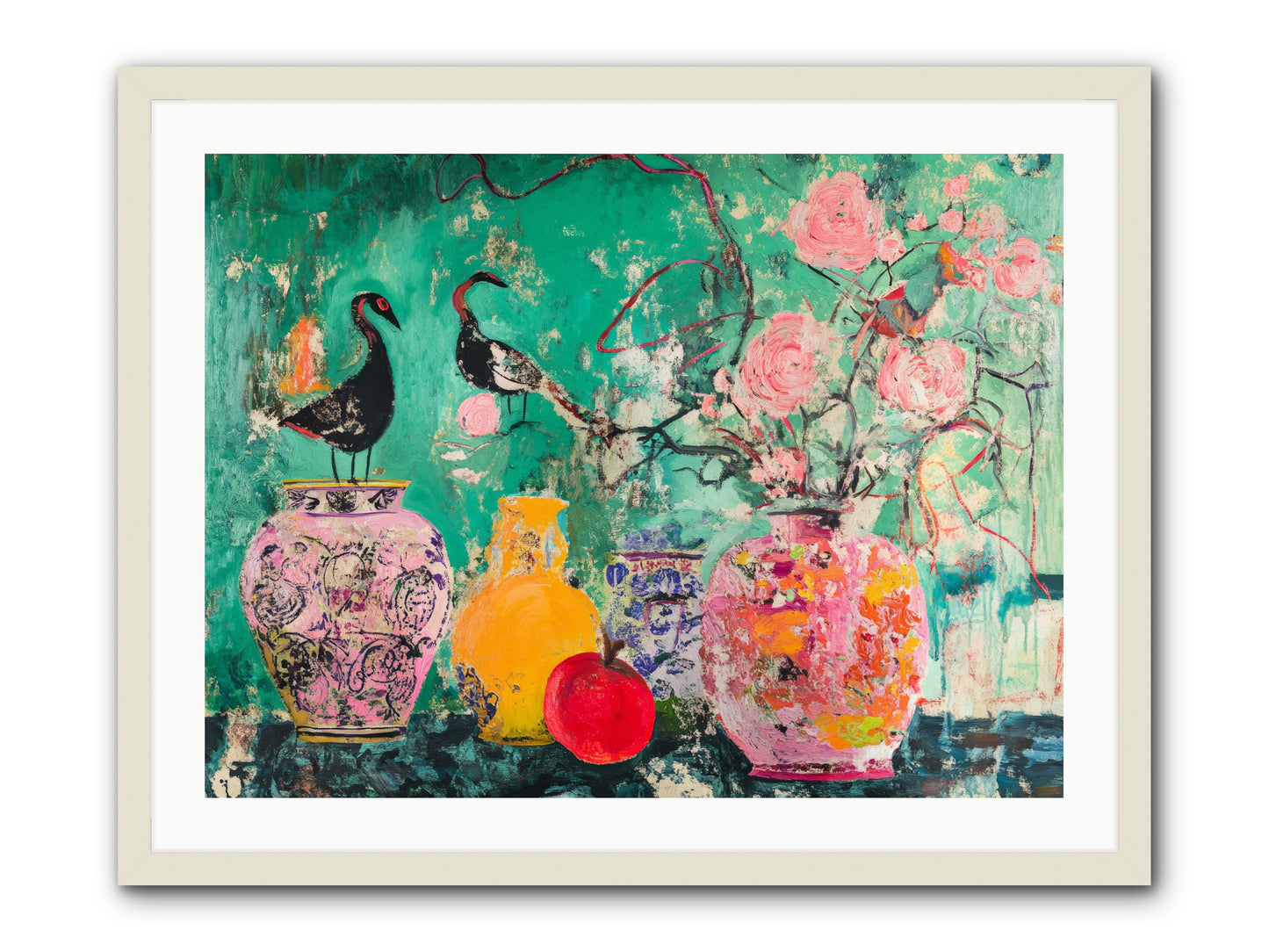 Bird Song Still -- Framed Print - White 32x24