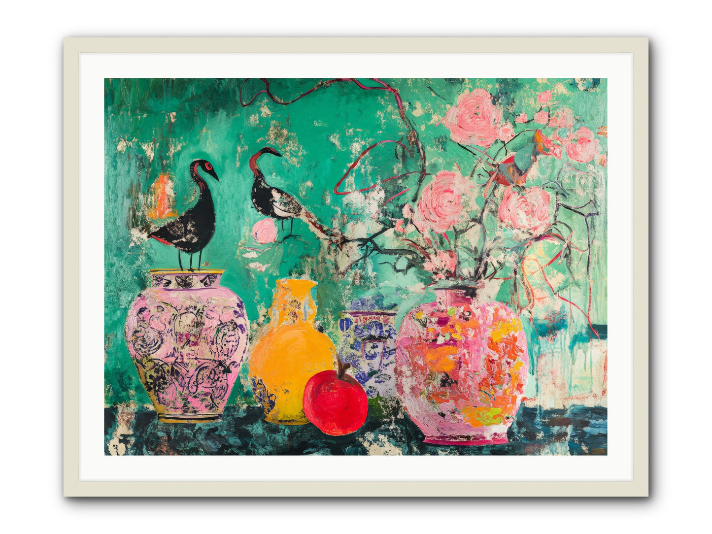 Bird Song Still -- Framed Print - White 40x30