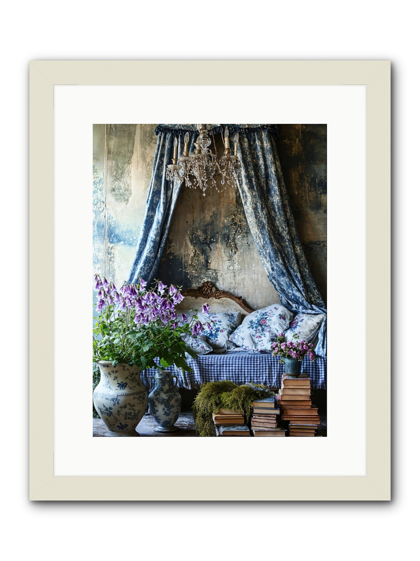 Bleu Bastide -- Framed Print - White 12x16