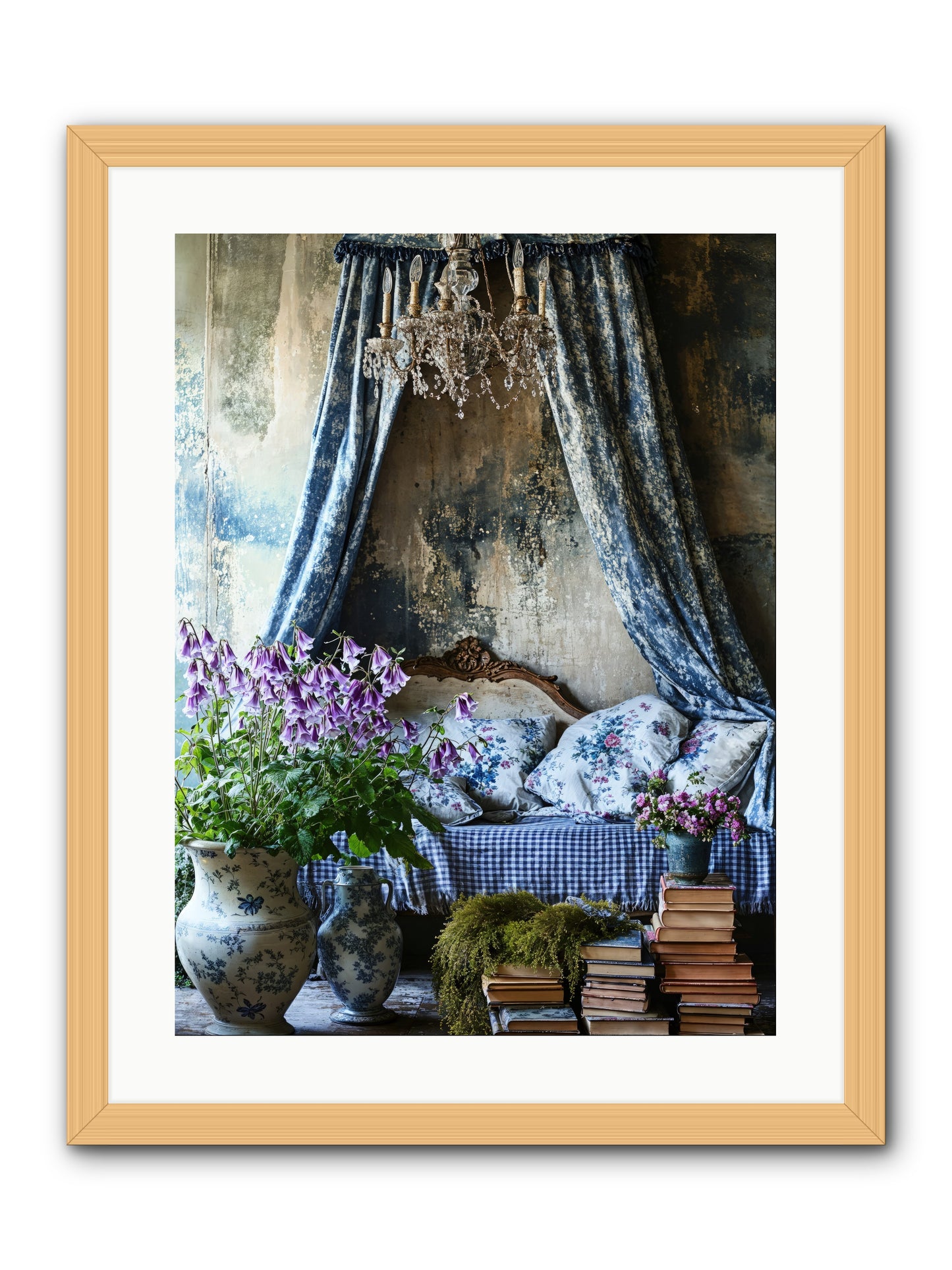 Bleu Bastide -- Framed Print - Natural 18x24