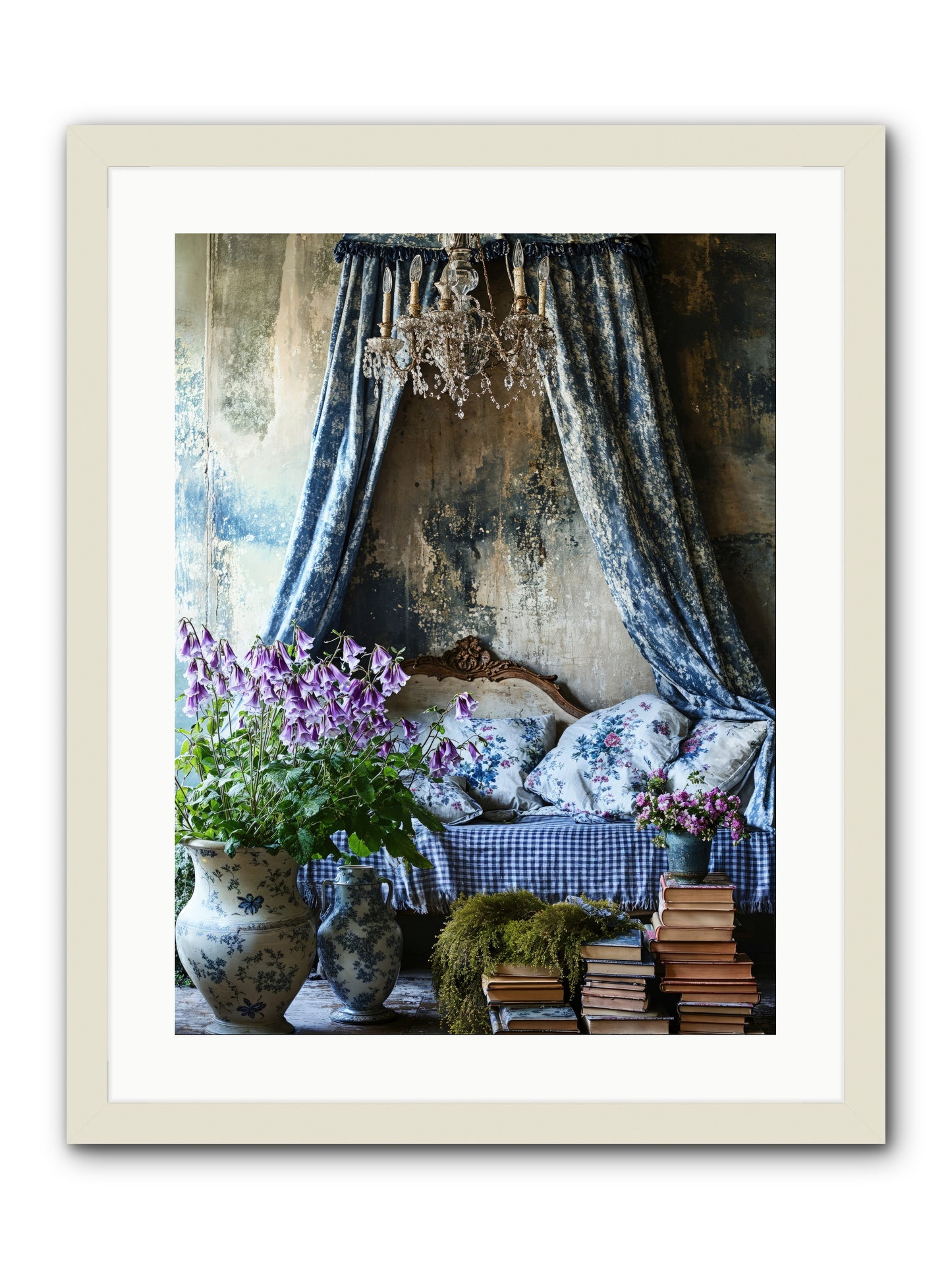 Bleu Bastide -- Framed Print - White 18x24
