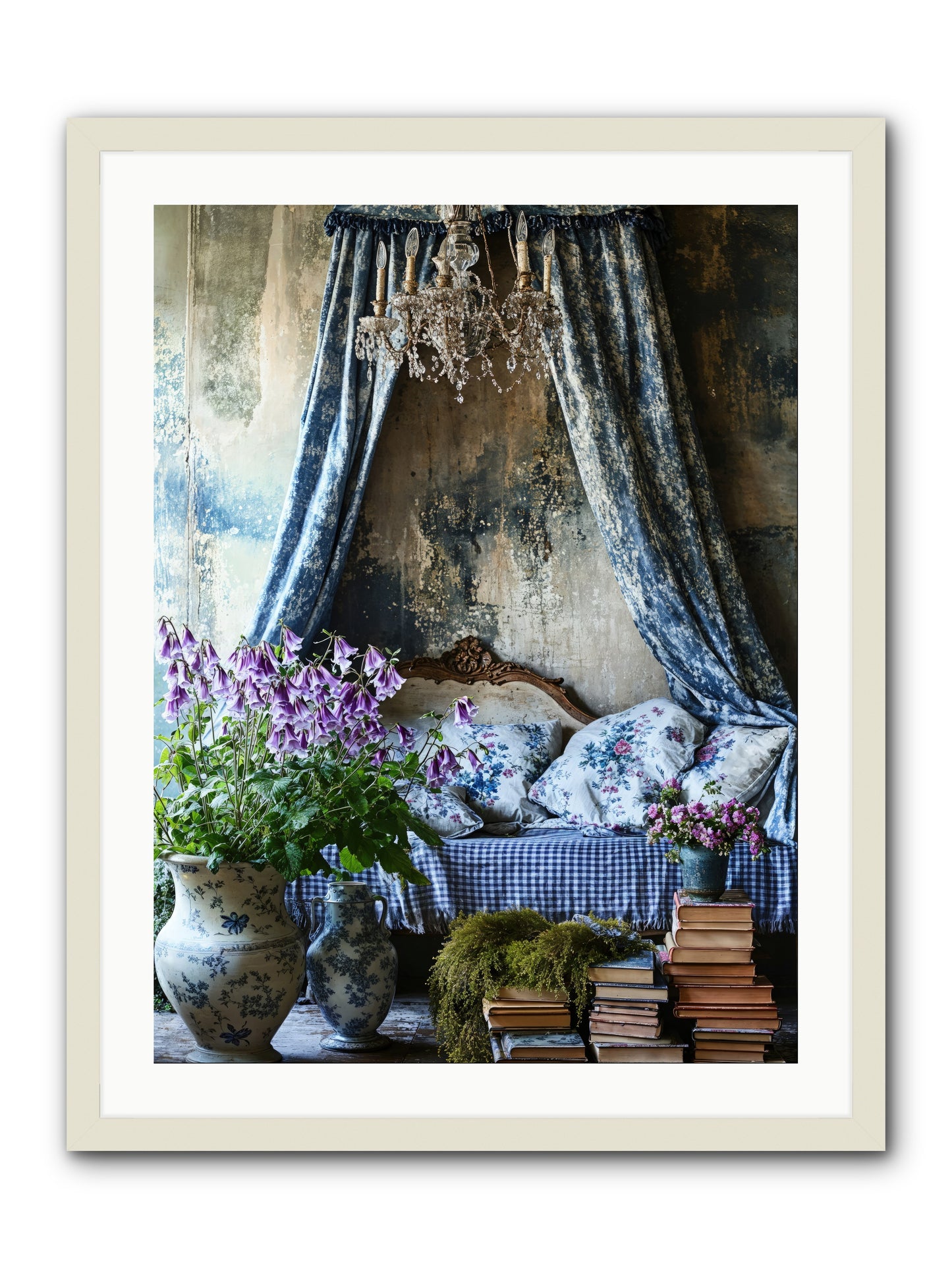 Bleu Bastide -- Framed Print - White 24x32