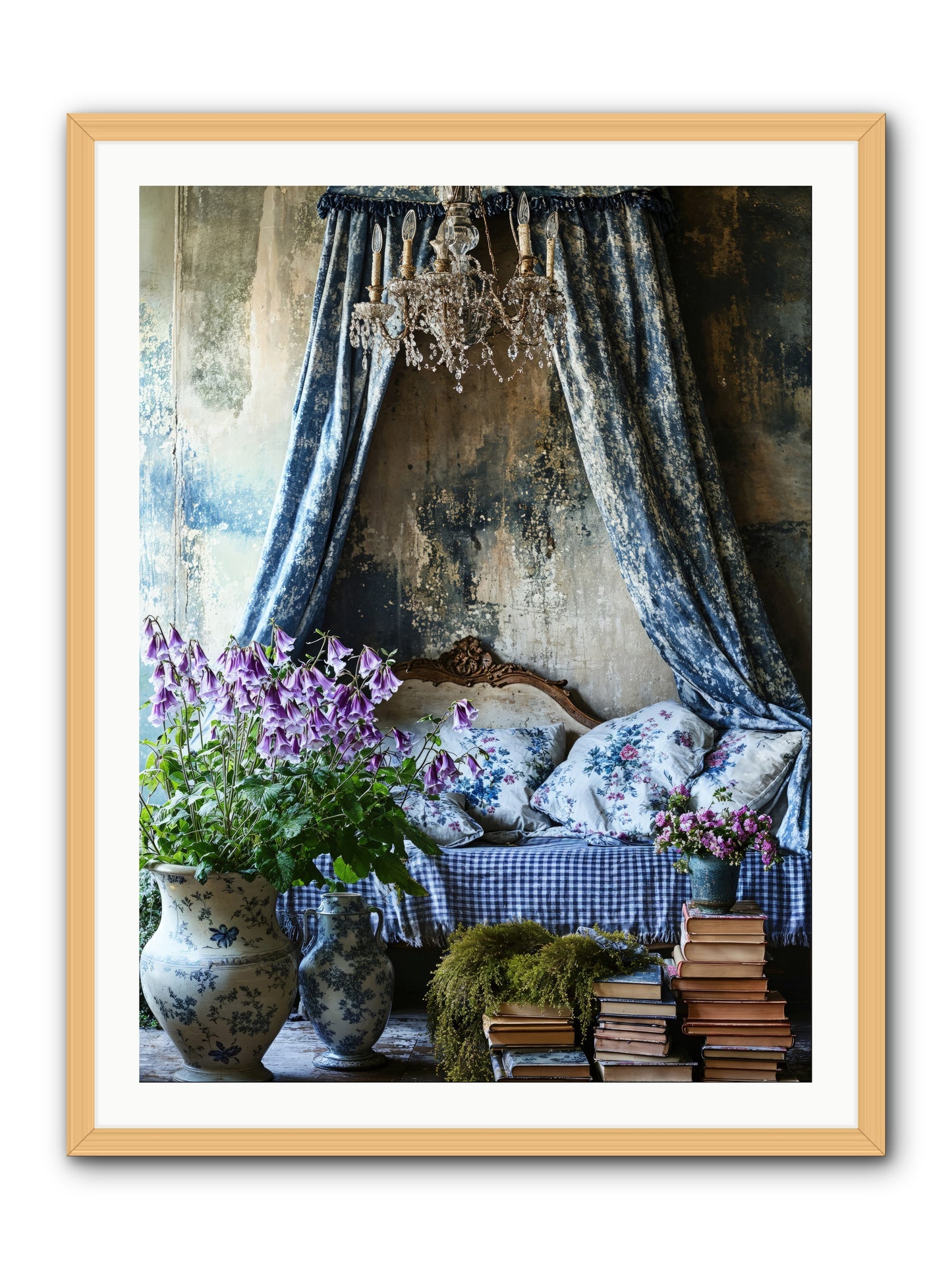 Bleu Bastide -- Framed Print - Natural 30x40