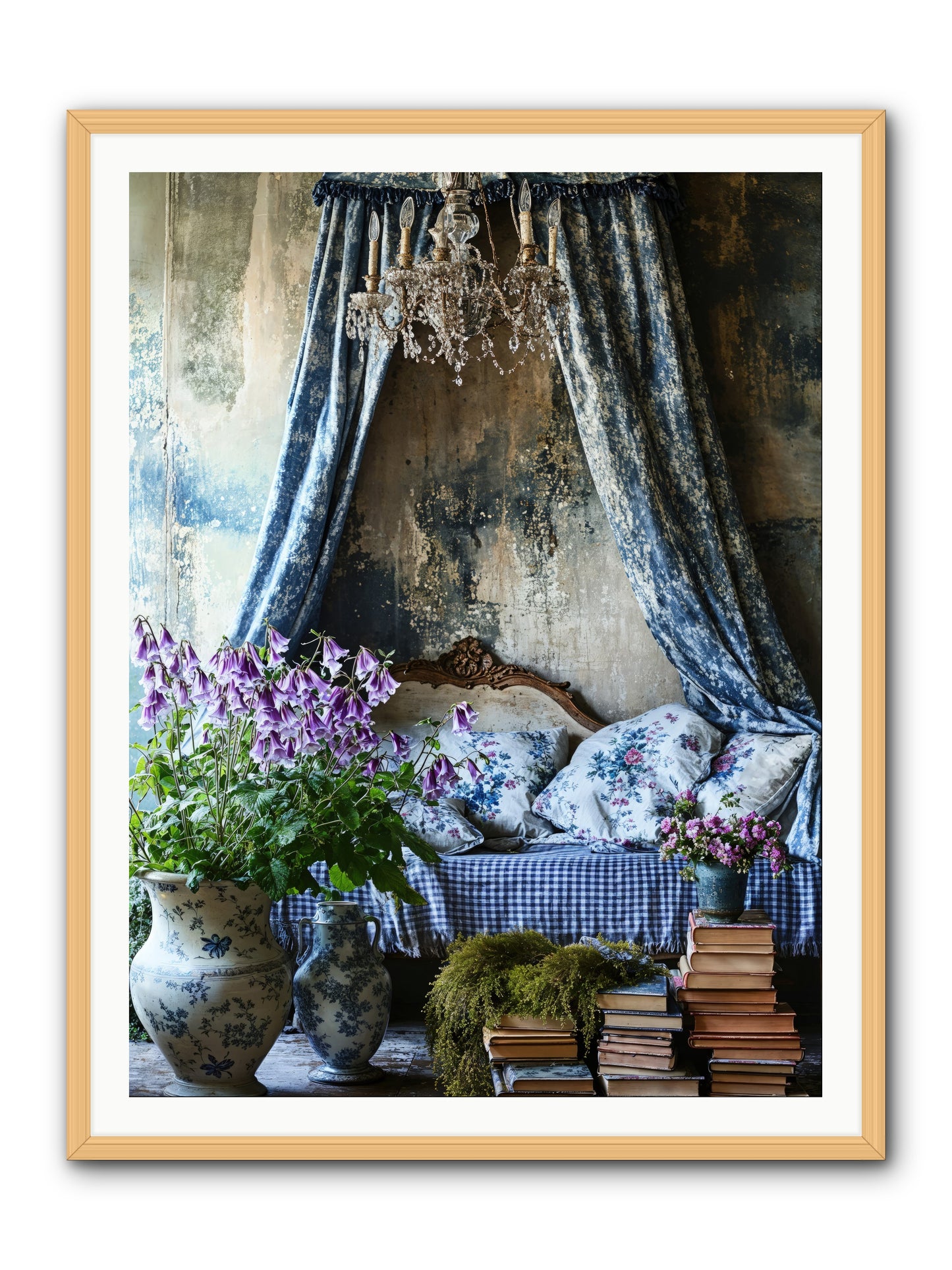 Bleu Bastide -- Framed Print - Natural 36x48