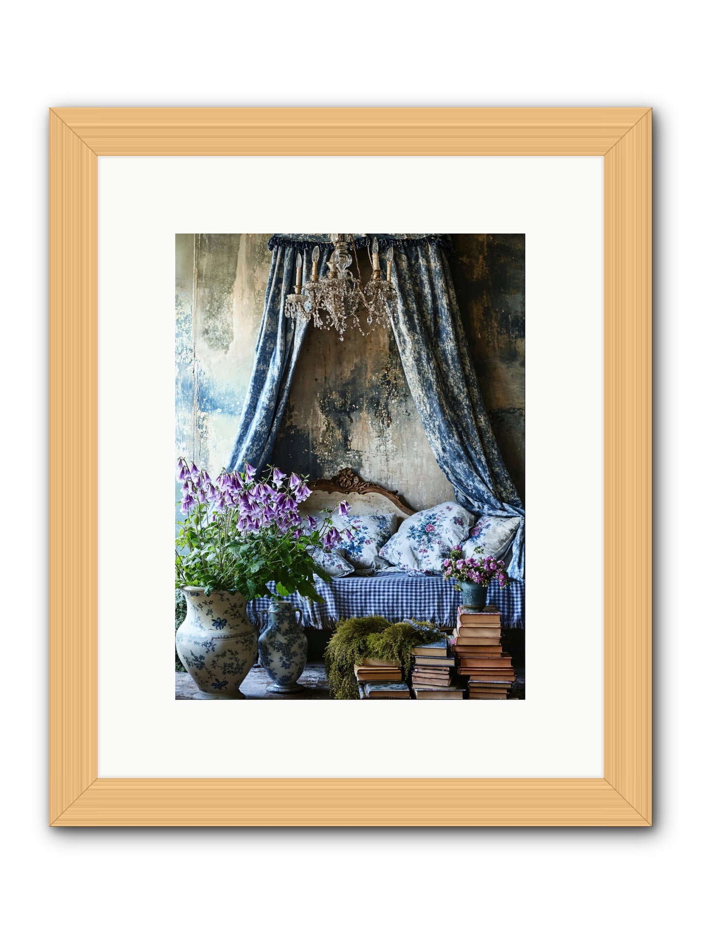 Bleu Bastide -- Framed Print - Natural 9x12