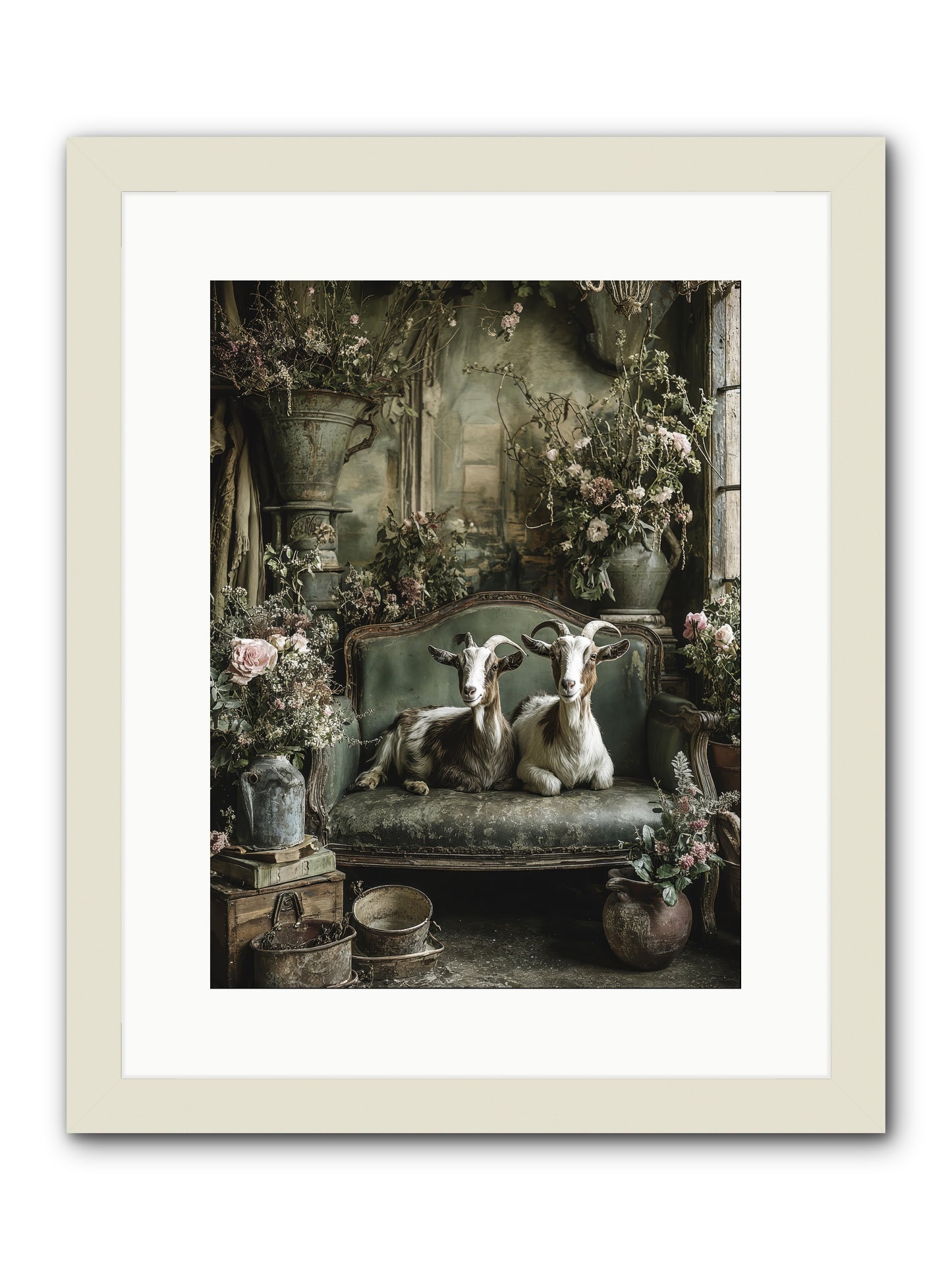 Blooming hearts -- Framed Print - White 12x16