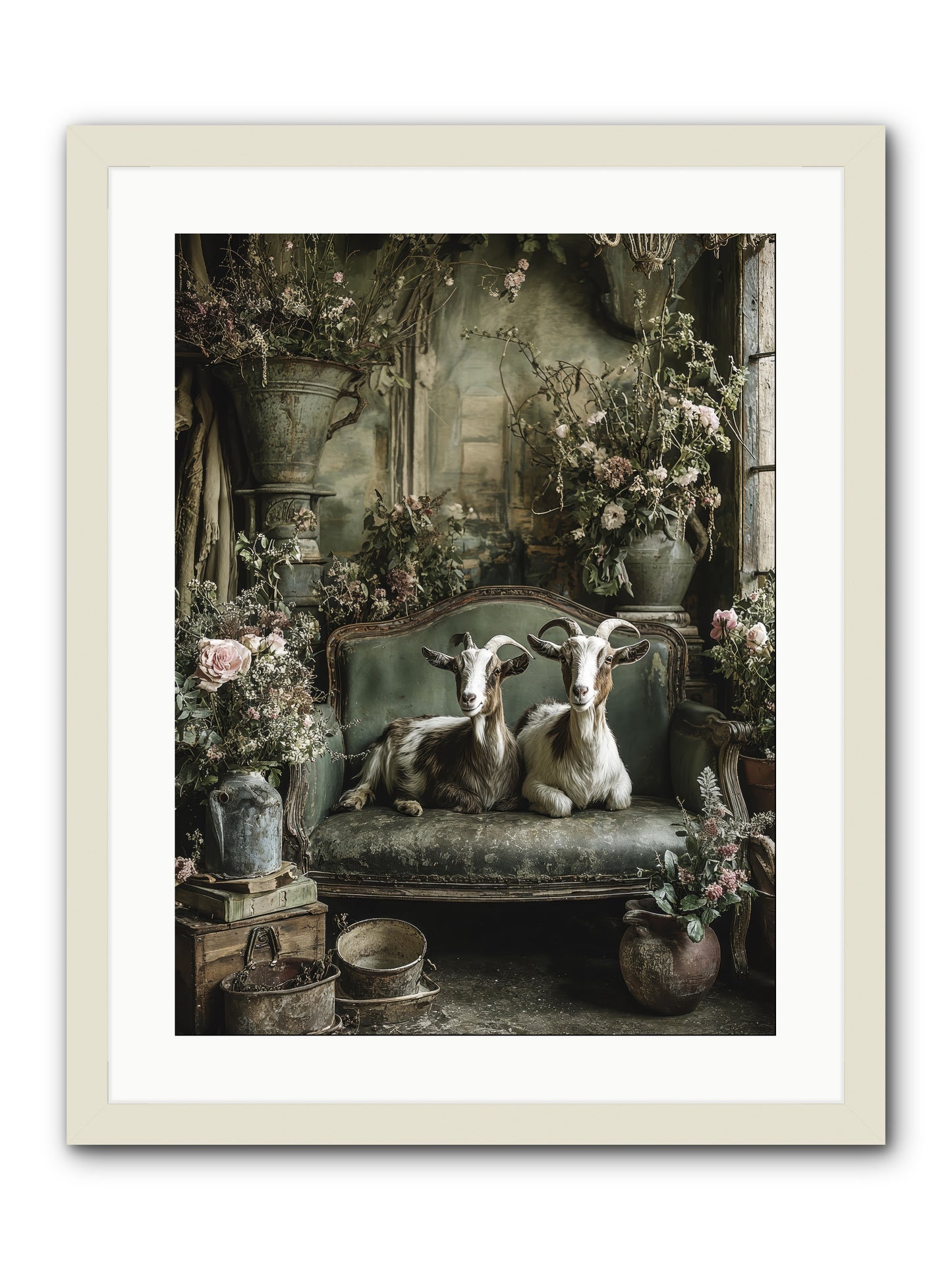 Blooming hearts -- Framed Print - White 18x24